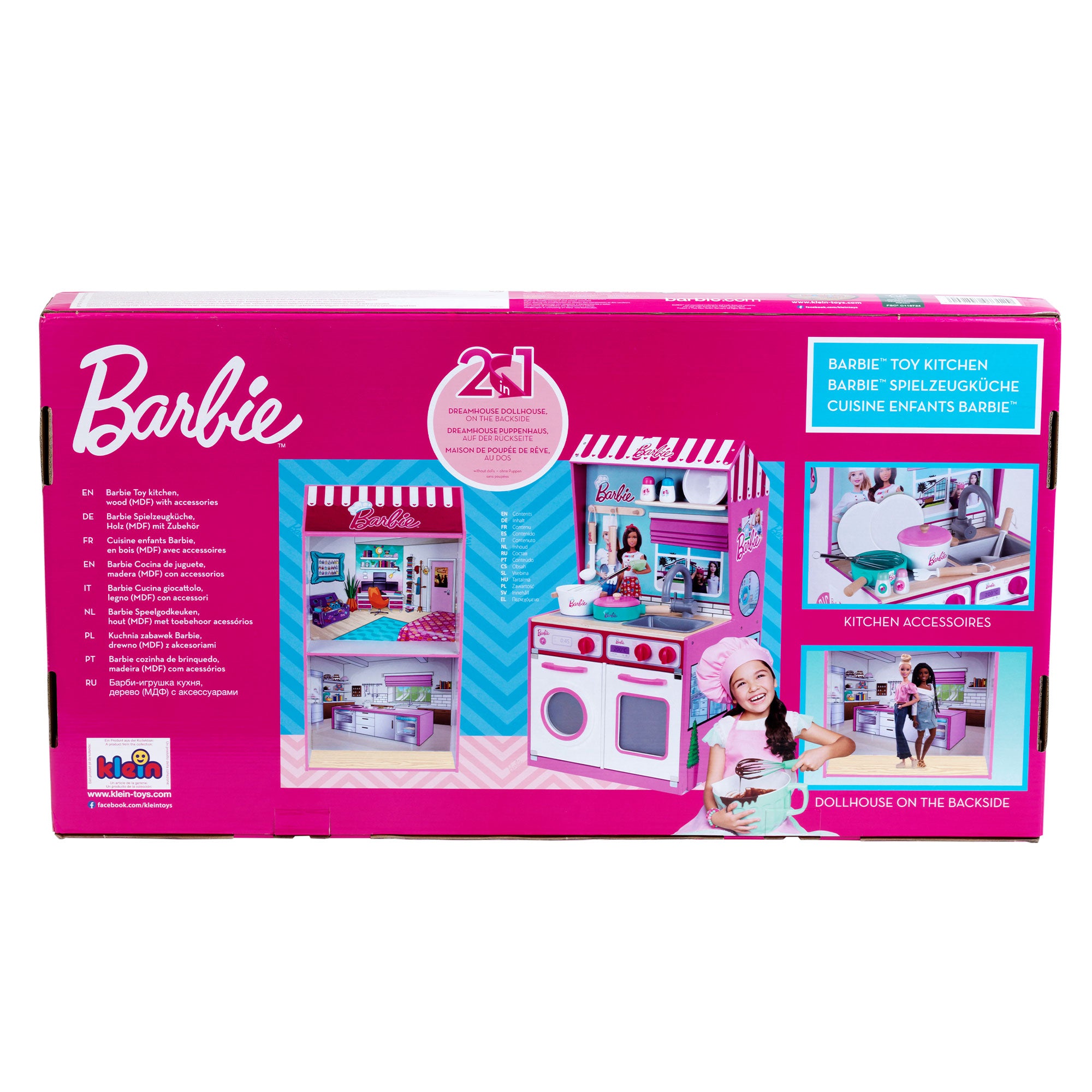 Theo Klein 2 In 1 Barbie Pretend Play Toy Kitchen and Dollhouse for Kids 3 & Up - Smart-nests