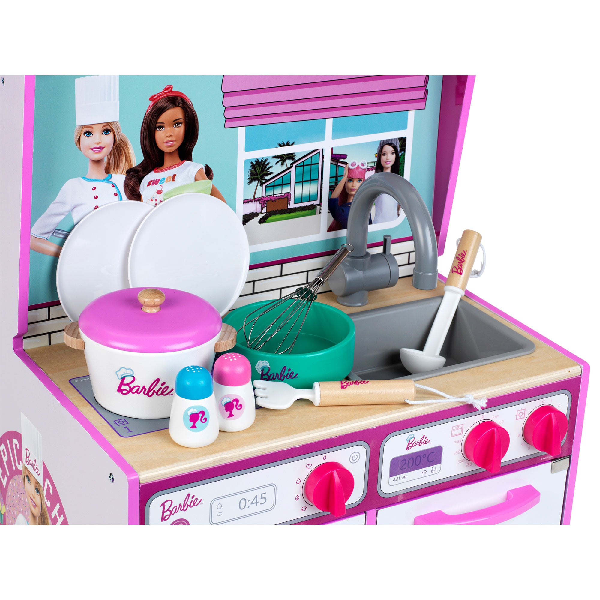 Theo Klein 2 In 1 Barbie Pretend Play Toy Kitchen and Dollhouse for Kids 3 & Up - Smart-nests