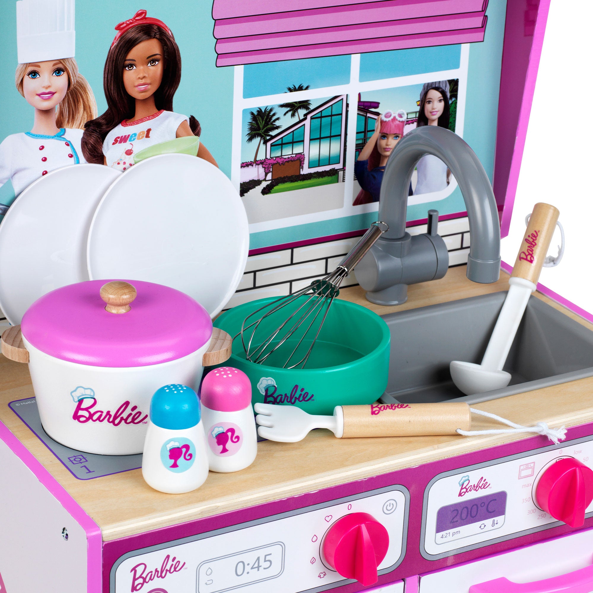 Theo Klein 2 In 1 Barbie Pretend Play Toy Kitchen and Dollhouse for Kids 3 & Up - Smart-nests