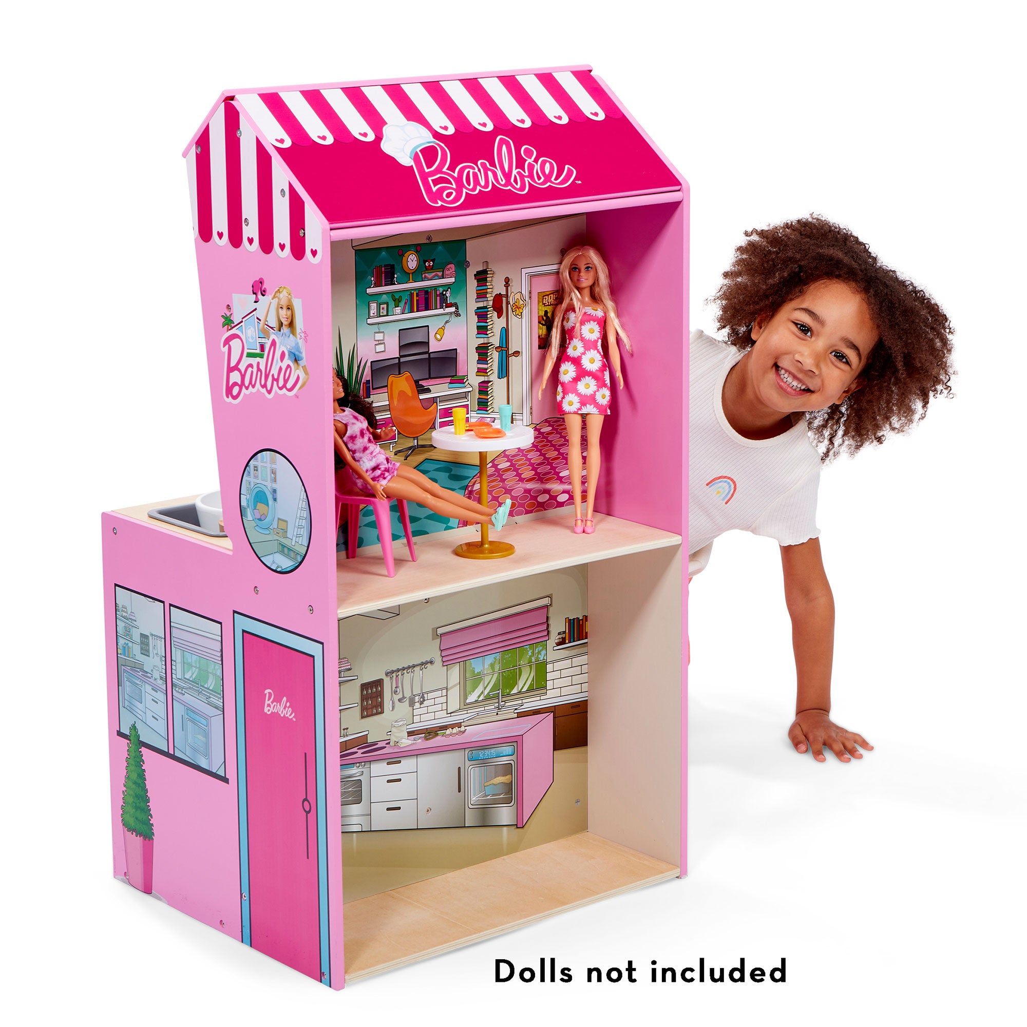 Theo Klein 2 In 1 Barbie Pretend Play Toy Kitchen and Dollhouse for Kids 3 & Up - Smart-nests