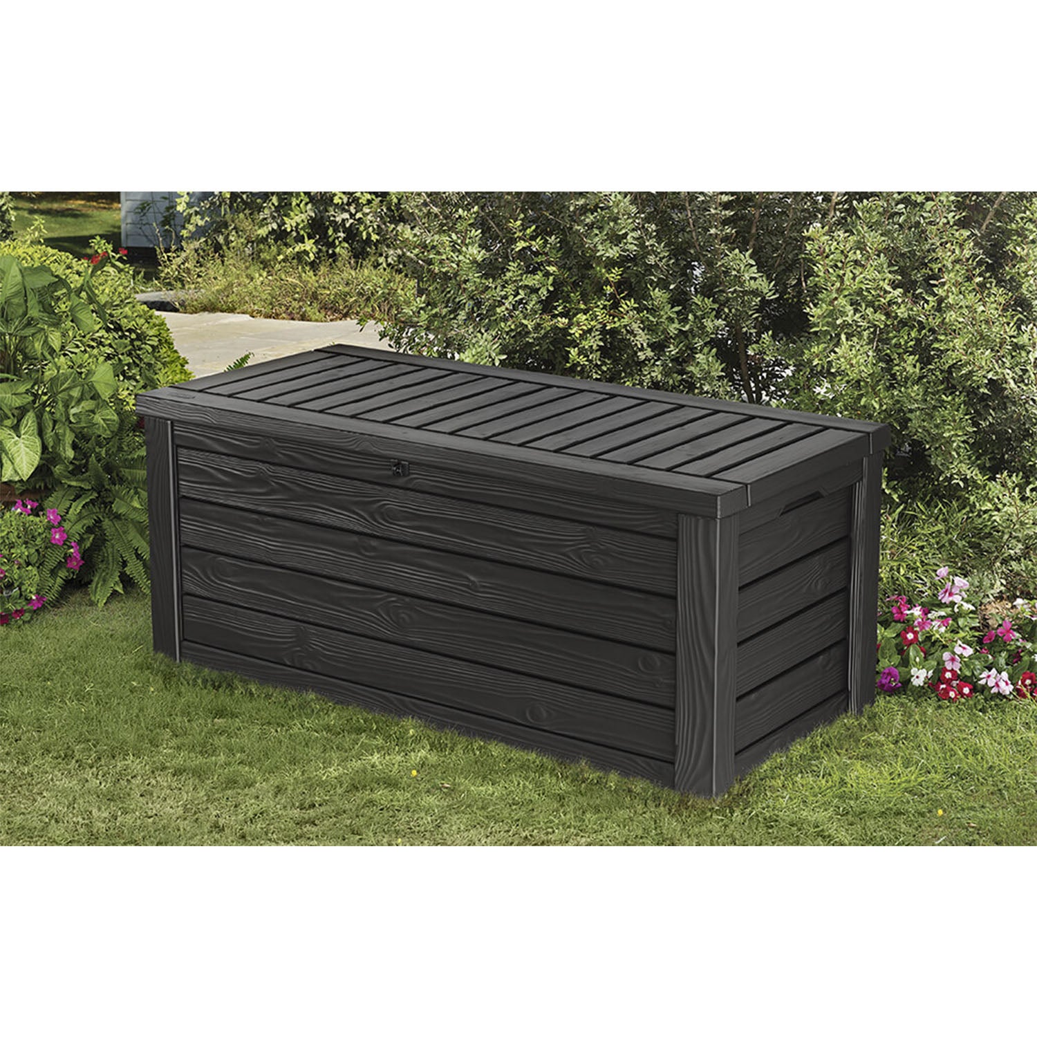 Keter Westwood 150 Gallon Plastic Outdoor Furniture Storage Deck Box, Dark Gray - Smart-nests