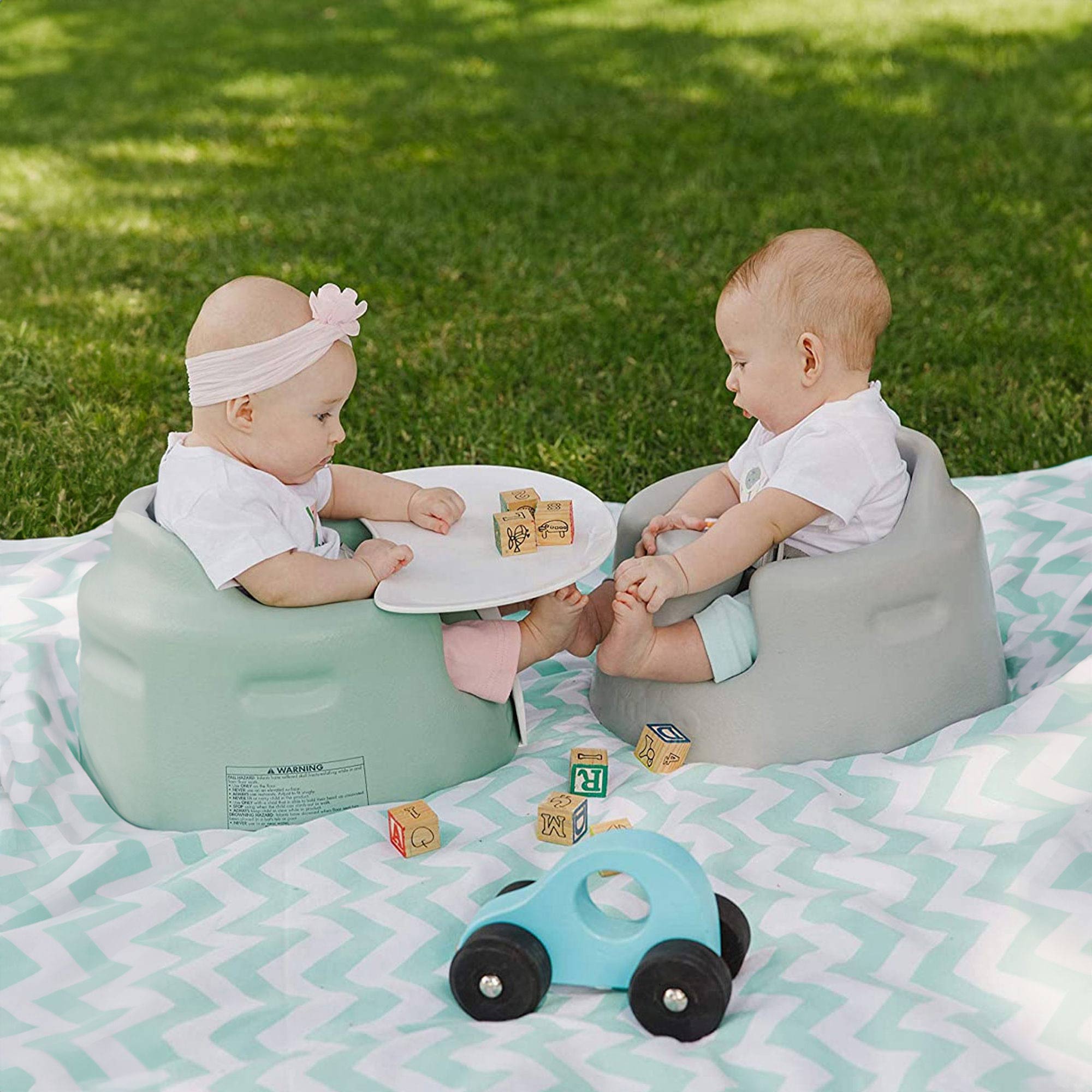 Bumbo Baby Floor Seat, Portable Infant Sit Up Chair w/ Tray Attachment, Hemlock - Smart-nests