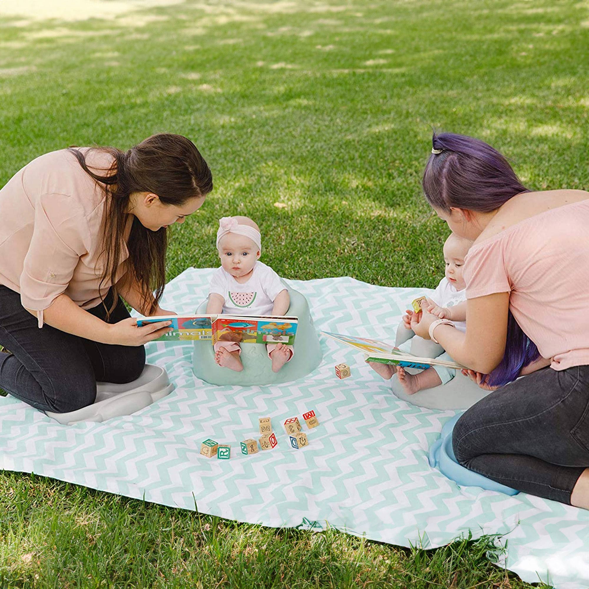 Bumbo Baby Floor Seat, Portable Infant Sit Up Chair w/ Tray Attachment, Hemlock - Smart-nests