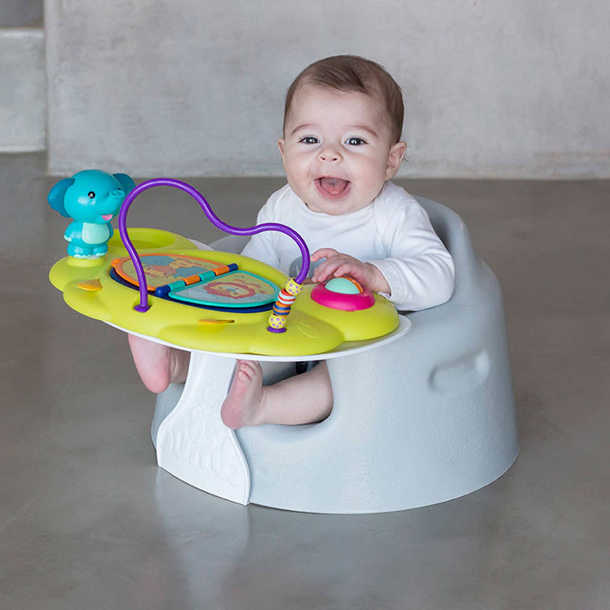 Bumbo Baby Floor Seat, Portable Infant Sit Up Chair w/ Tray Attachment, Hemlock - Smart-nests