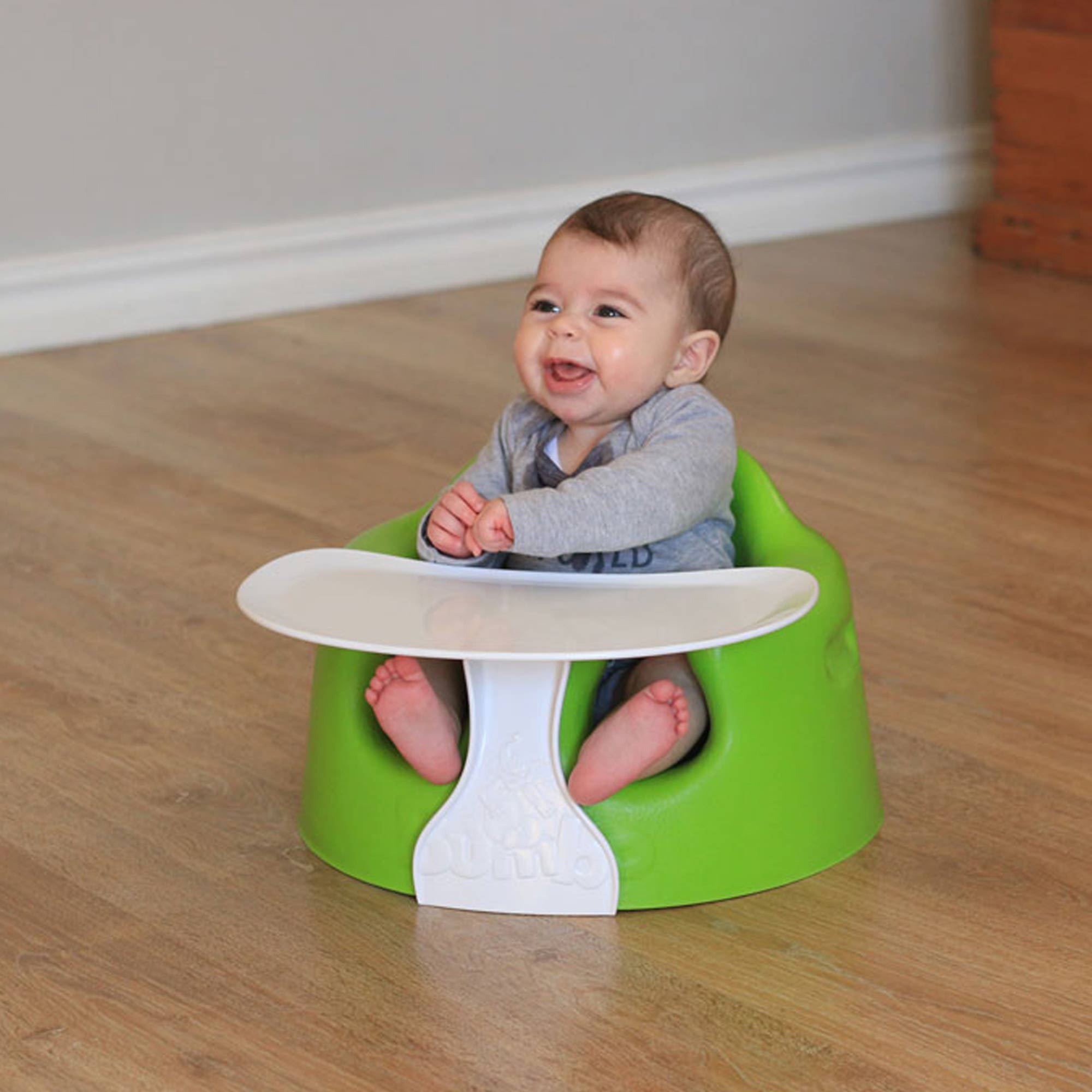 Bumbo Baby Floor Seat, Portable Infant Sit Up Chair w/ Tray Attachment, Hemlock - Smart-nests