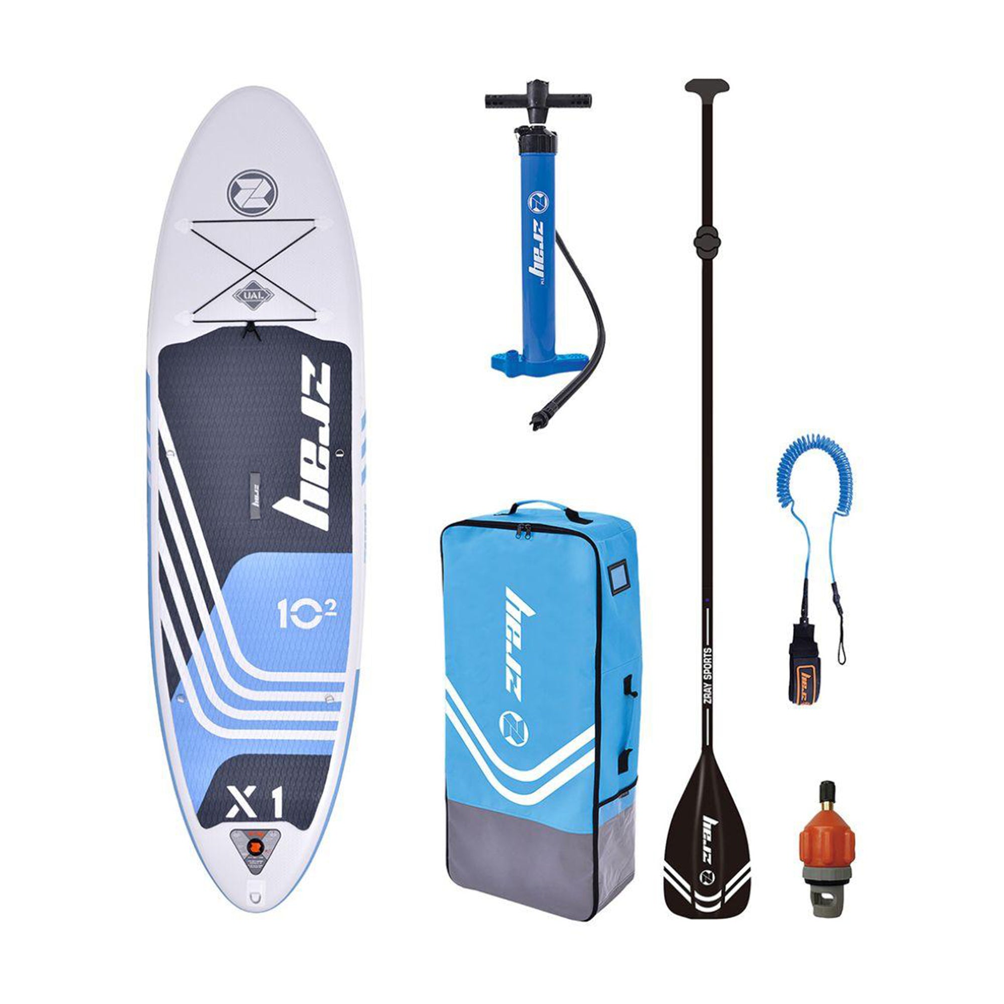 10'2" X-Rider X1 Inflatable SUP All Around Paddle Board Kit,Blue/White(Open Box) - Smart-nests