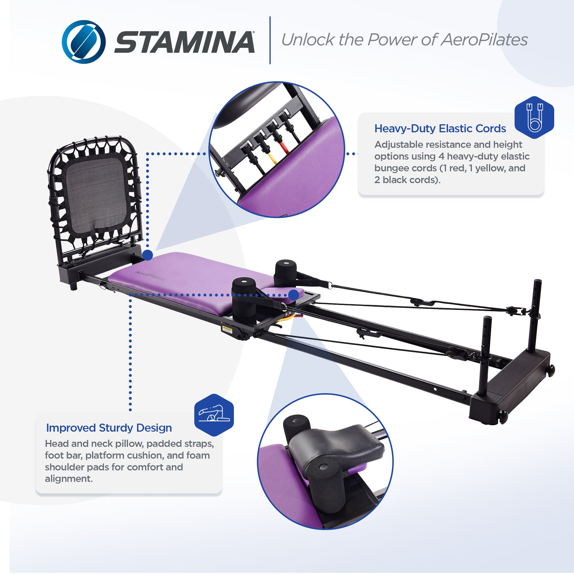 Stamina 55-4379 AeroPilates Reformer Plus Whole Body Resistance Workout System - Smart-nests