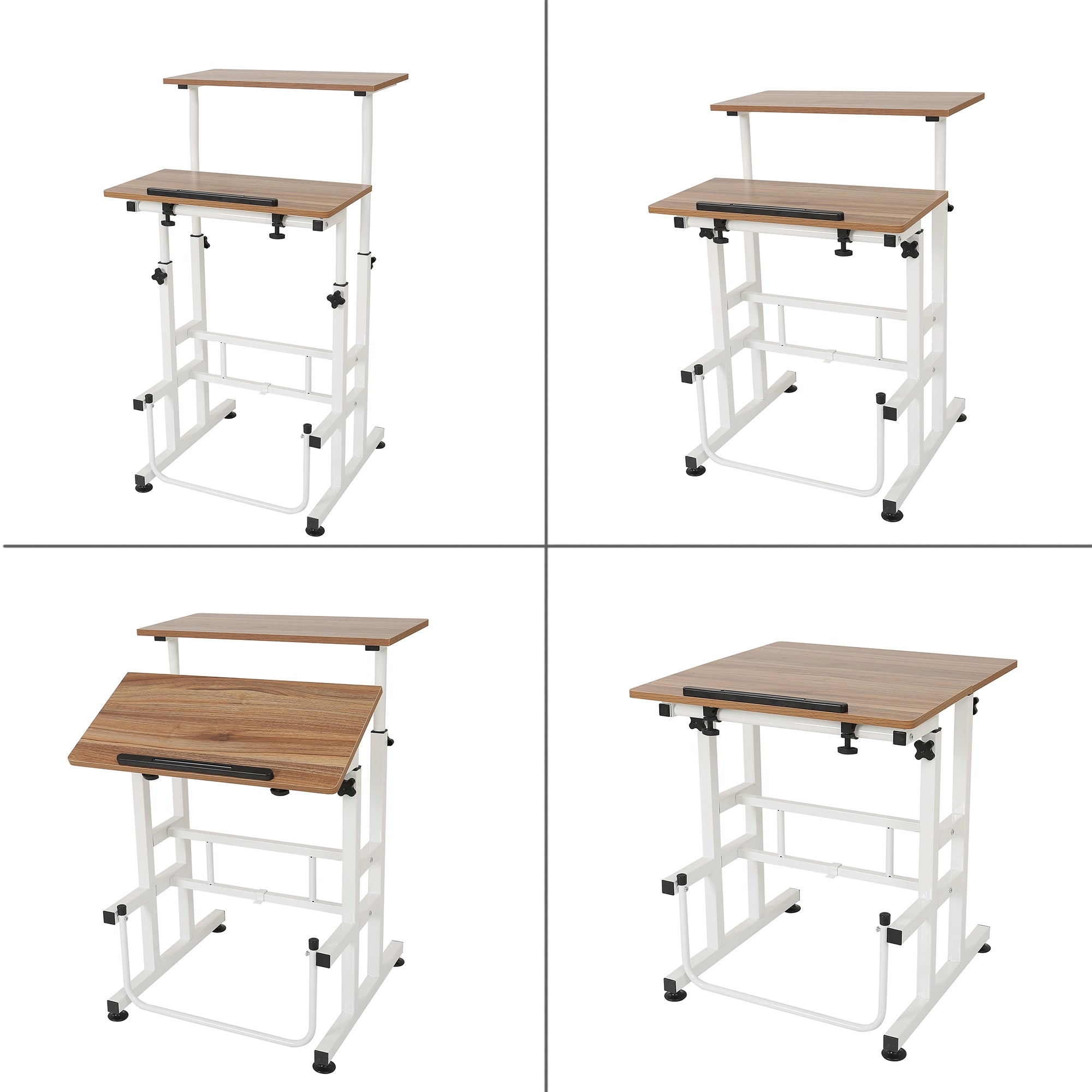 SDADI L101XWFDT Adjustable Height Mobile Standing Office Computer Desk, Dark - Smart-nests