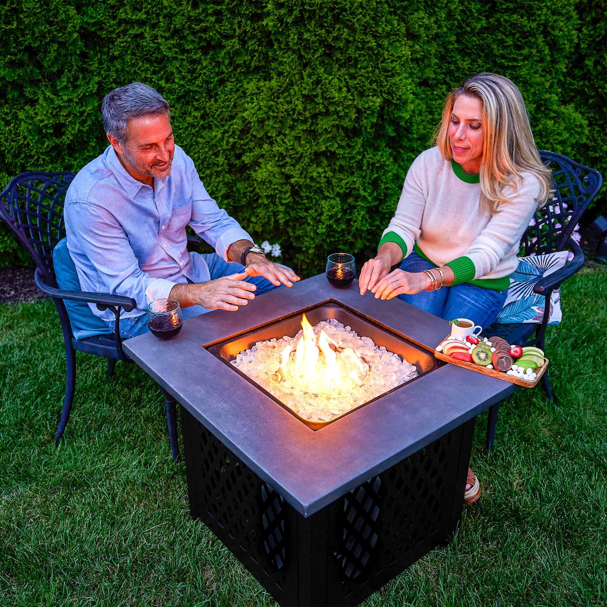 Endless Summer Charles 30 Inch Square Outdoor UV Printed LP Gas Fire Pit Table - Smart-nests
