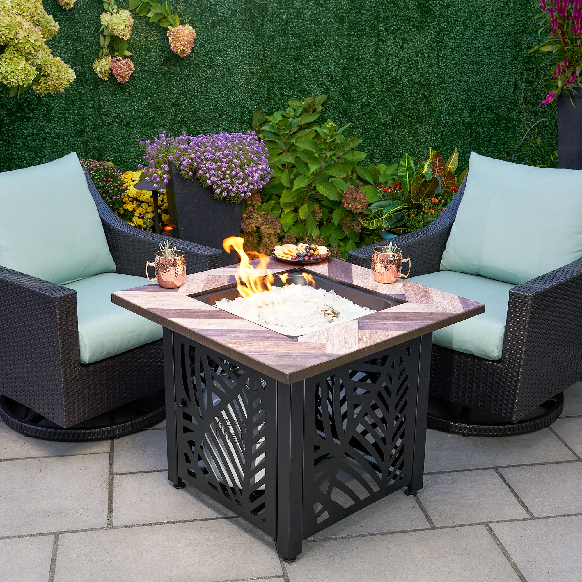 Endless Summer Darby 30 Inch Square Outdoor UV Printed LP Gas Fire Pit Table - Smart-nests