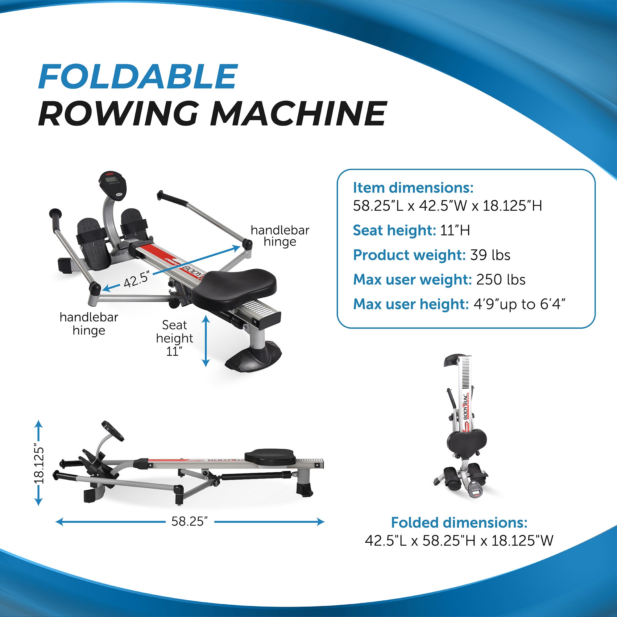 Stamina BodyTrac Glider Full Body Cardio Exercise Fitness Rower Rowing Machine - Smart-nests