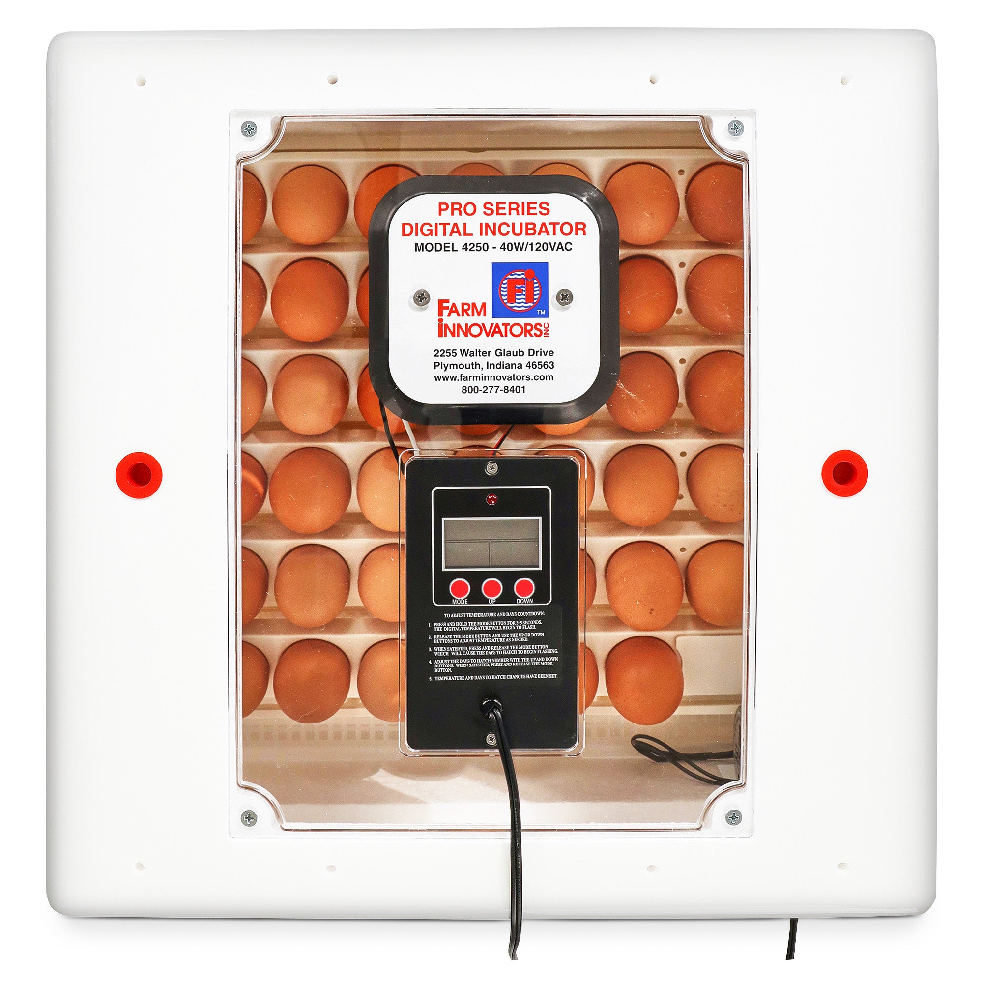 Farm Innovators 4250 Digital Circulated Air Incubator, w/Auto Egg Turner, White - Smart-nests
