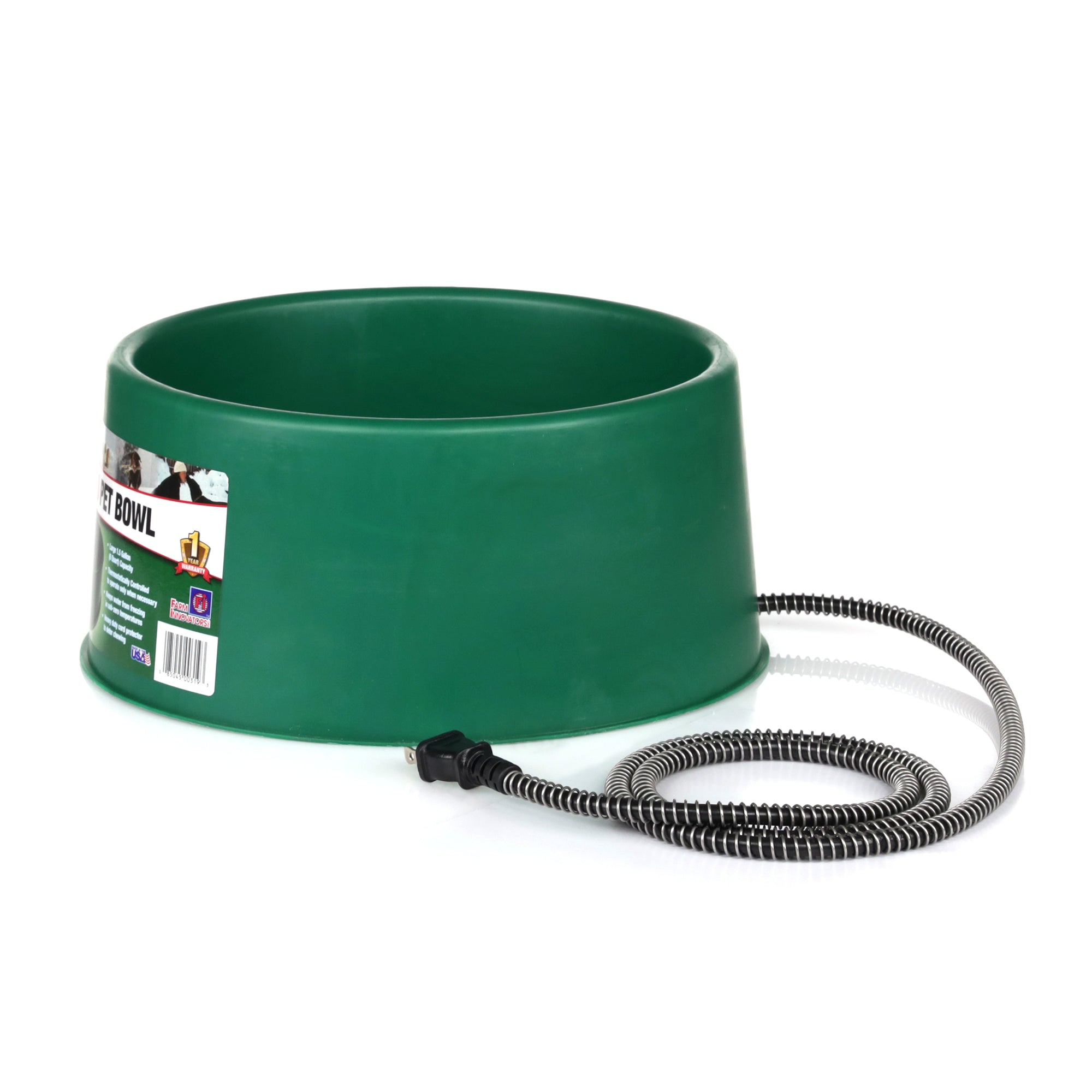 Farm Innovators P-60 1.5 Gallon Electric Heated Pet Water Bowl, 60 Watt, Green - Smart-nests
