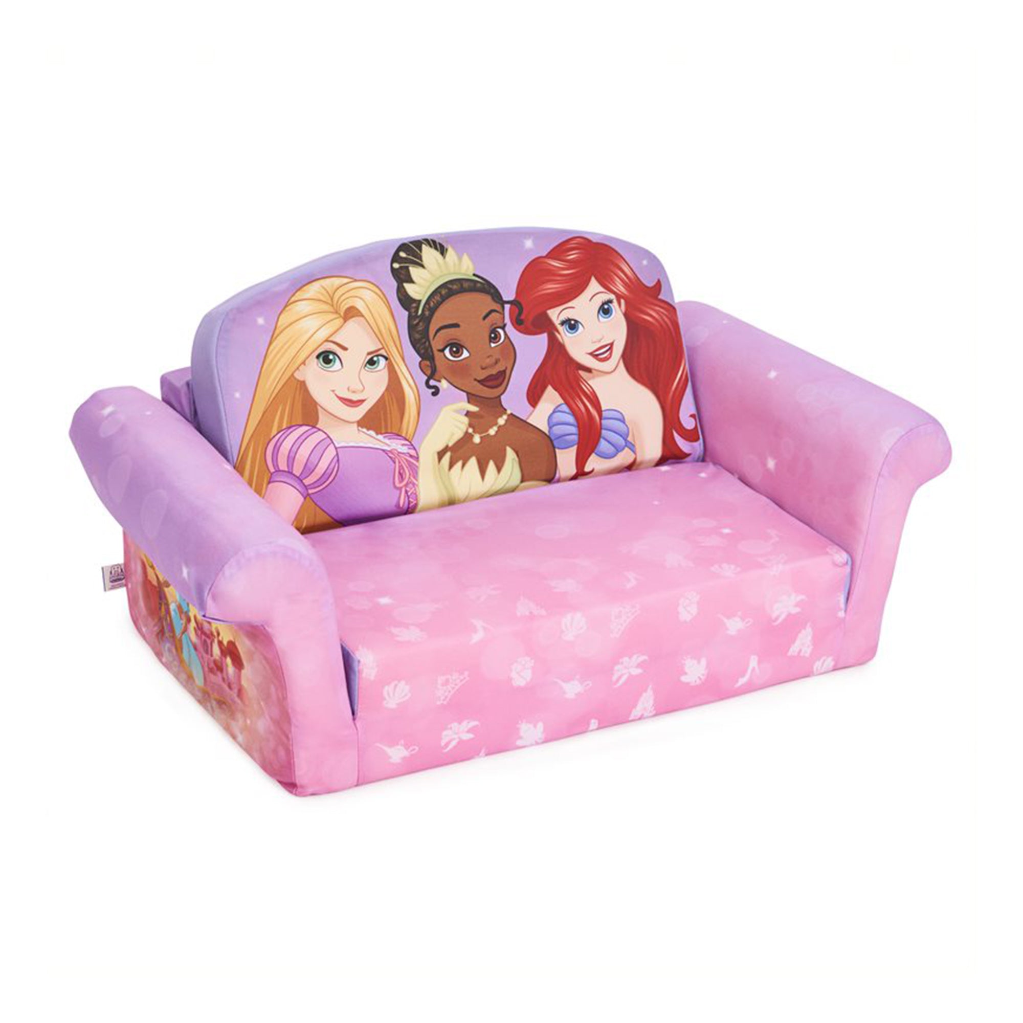 Marshmallow Furniture Kids 2-in-1 Flip Open Foam Couch Sofa Bed, Disney Princess - Smart-nests