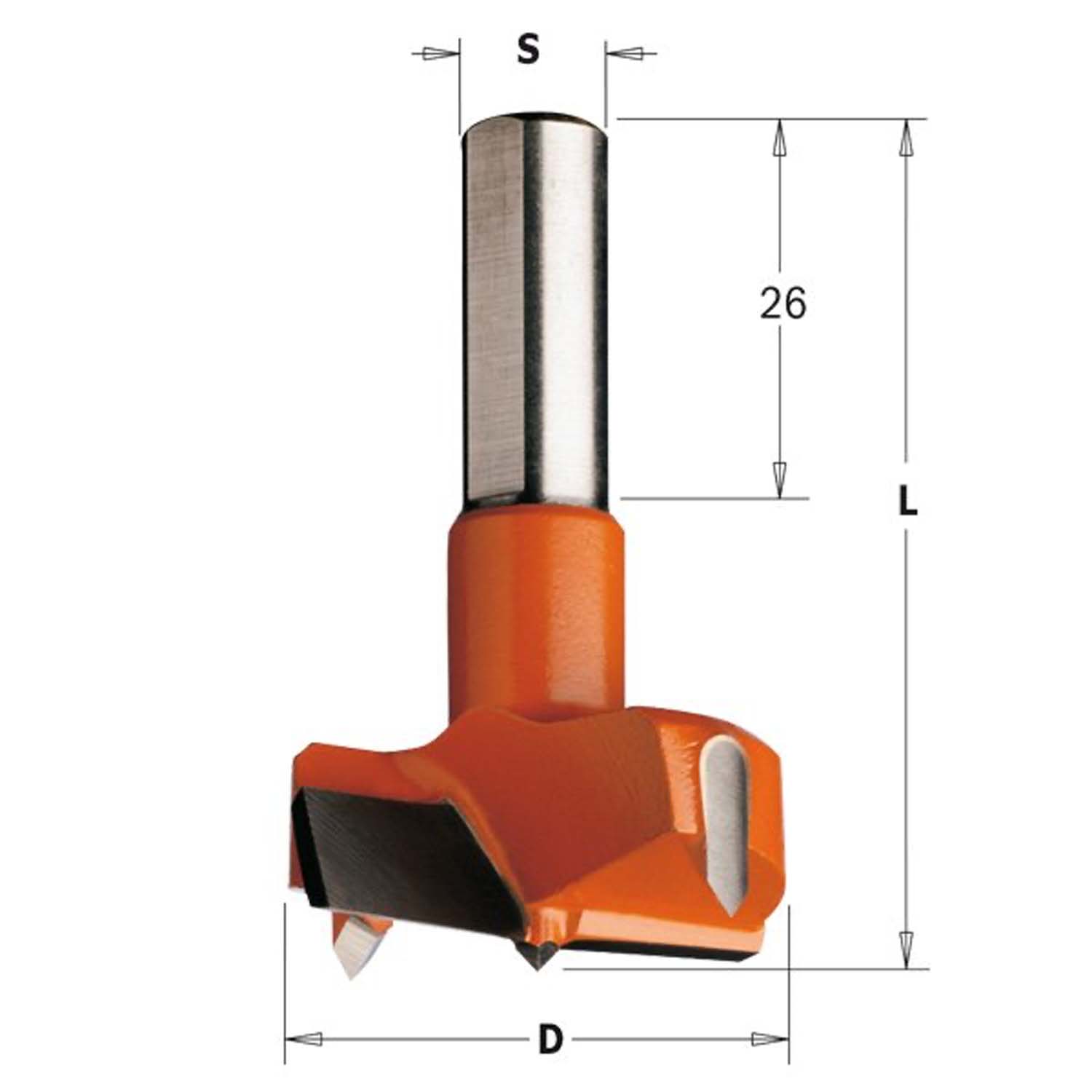 CMT USA 317.240.11 10 x 26mm Parallel Shank Hinge Boring Bit with Scoring Knives - Smart-nests