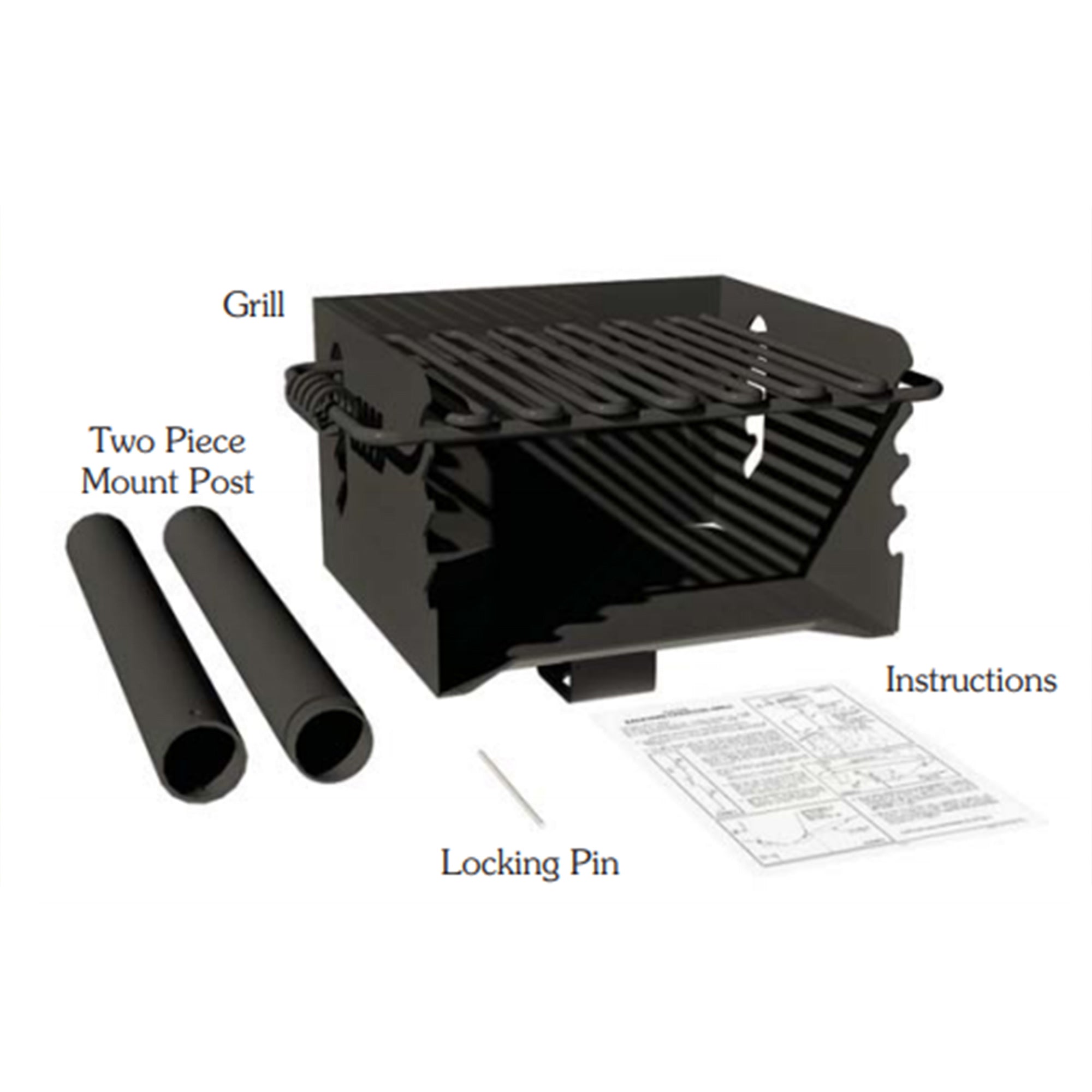 Pilot Rock CBP-135 Park Style Outdoor Camping BBQ Charcoal Grill with Swivel - Smart-nests