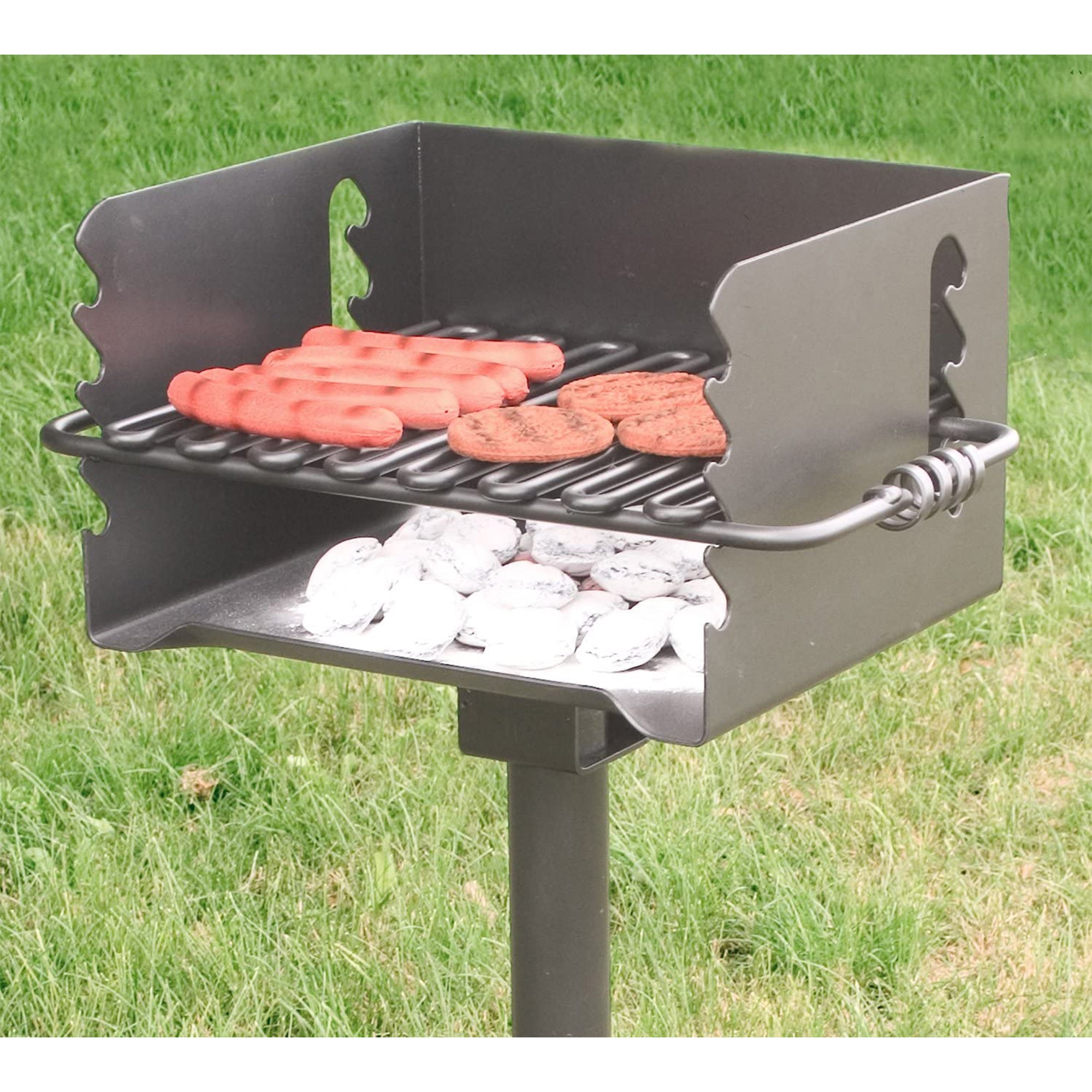 Pilot Rock CBP-135 Park Style Outdoor Camping BBQ Charcoal Grill with Swivel - Smart-nests