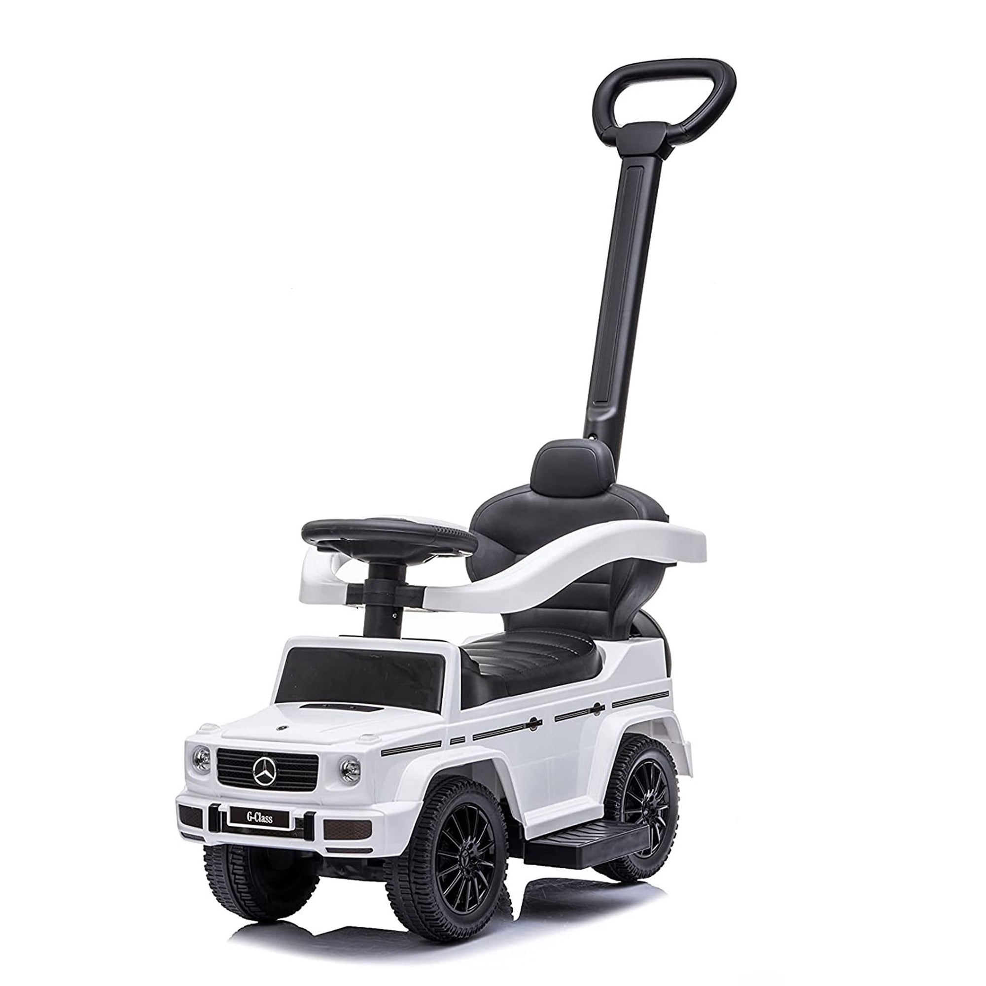 Best Ride On Cars Kids Outdoor Stroller Mercedes G-Wagon 3 in 1 Push Car, White - Smart-nests