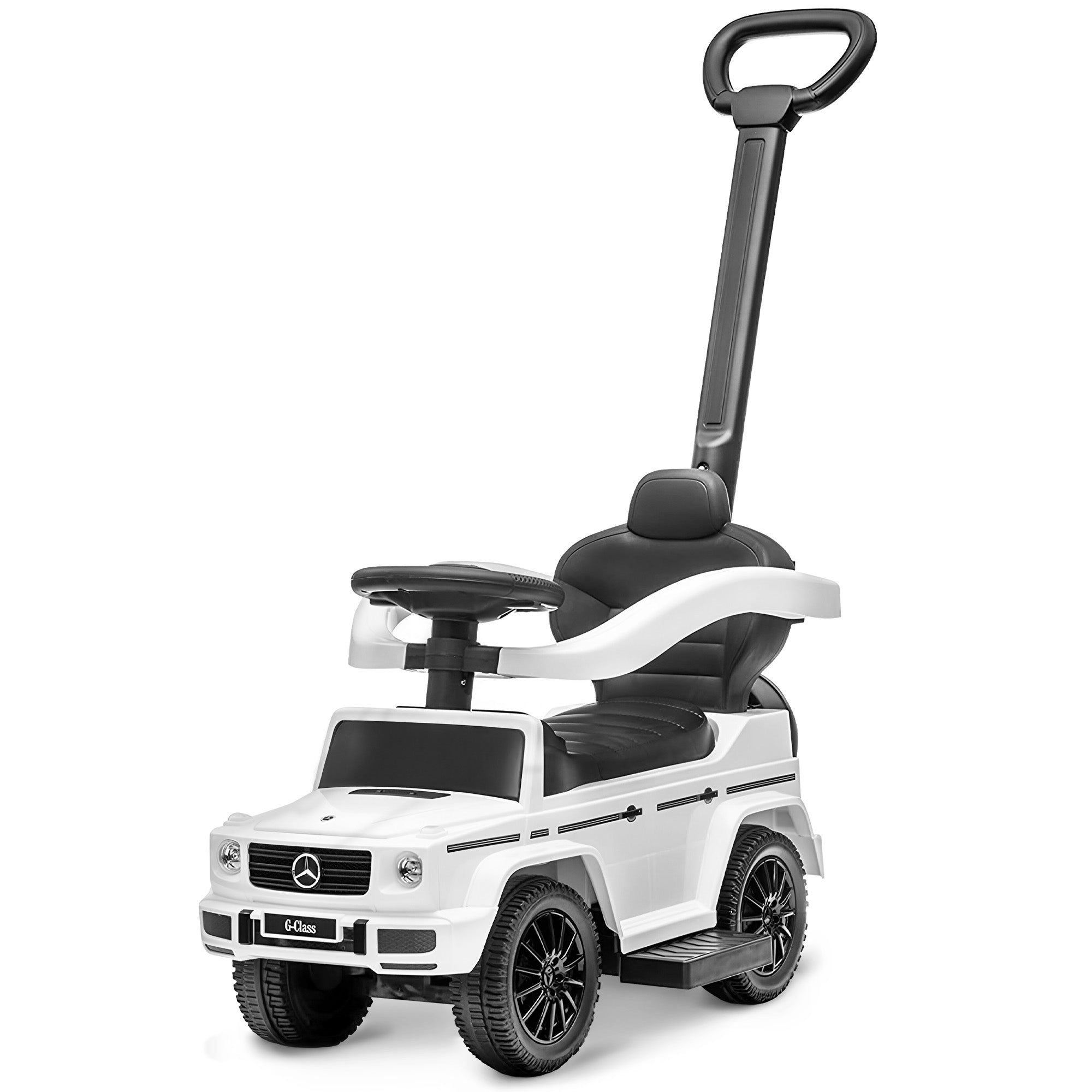 Best Ride On Cars Kids Outdoor Stroller Mercedes G-Wagon 3 in 1 Push Car, White - Smart-nests