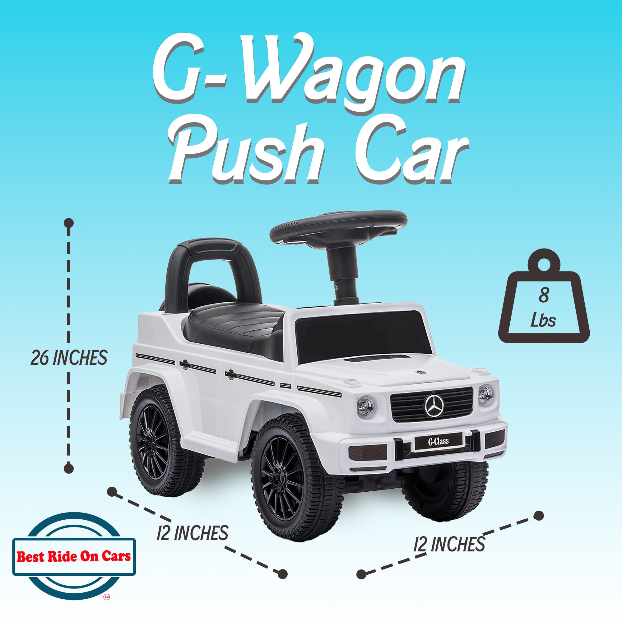 Best Ride On Car Kids Toddler Outdoor Stroller Mercedes G-Wagon Push Car, White - Smart-nests