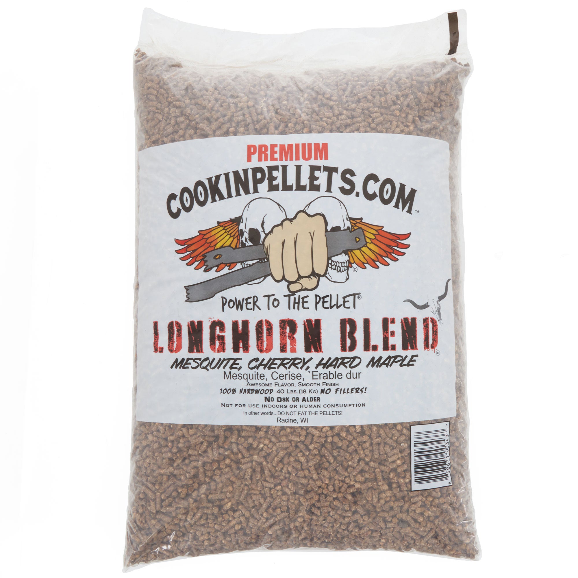 CookinPellets Longhorn Blend Mesquite, Cherry, Maple Wood Pellets, 40 Lb Bag - Smart-nests