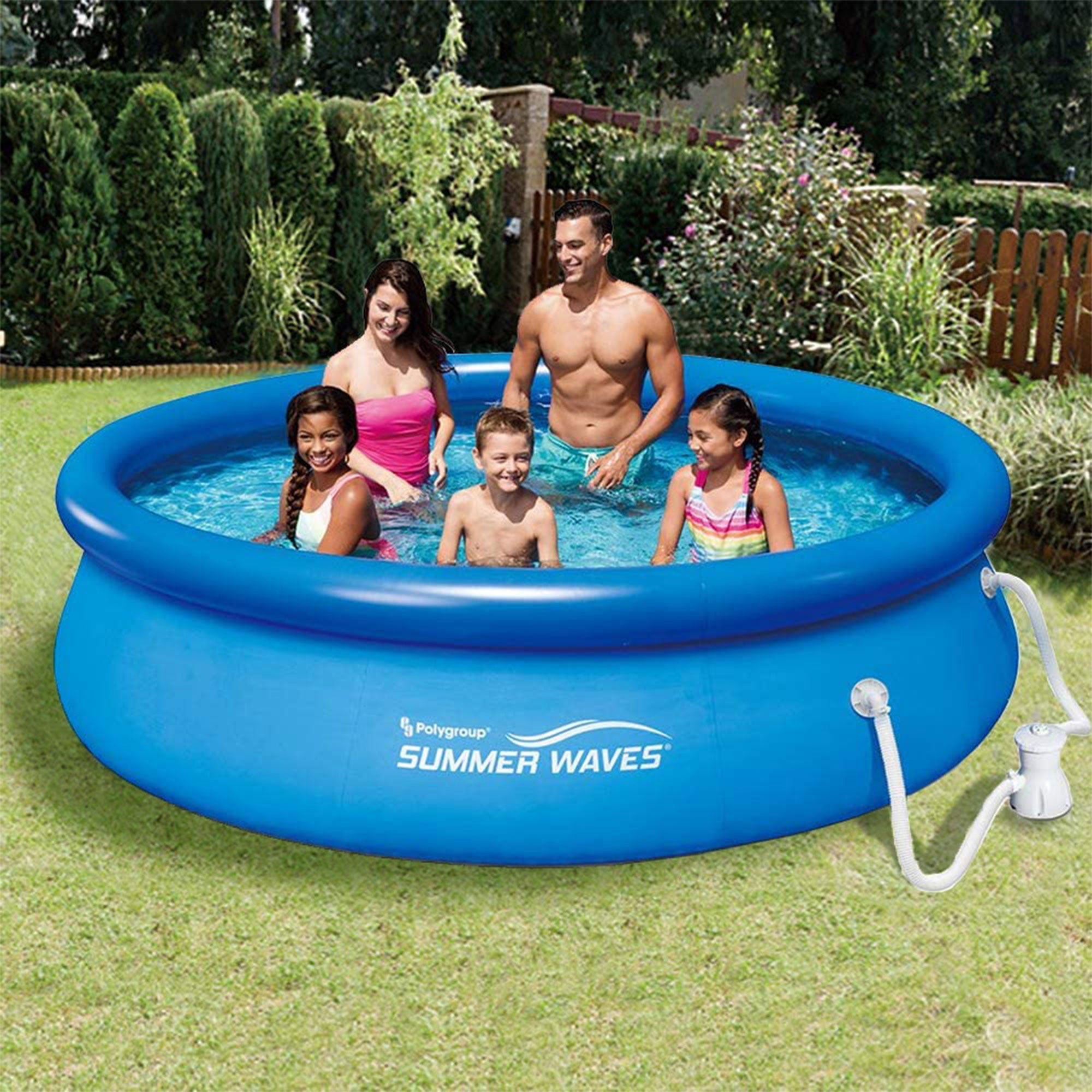10 Feet by 30 Inch Above Ground Inflatable Swimming Pool w/ Pump (Open Box) - Smart-nests