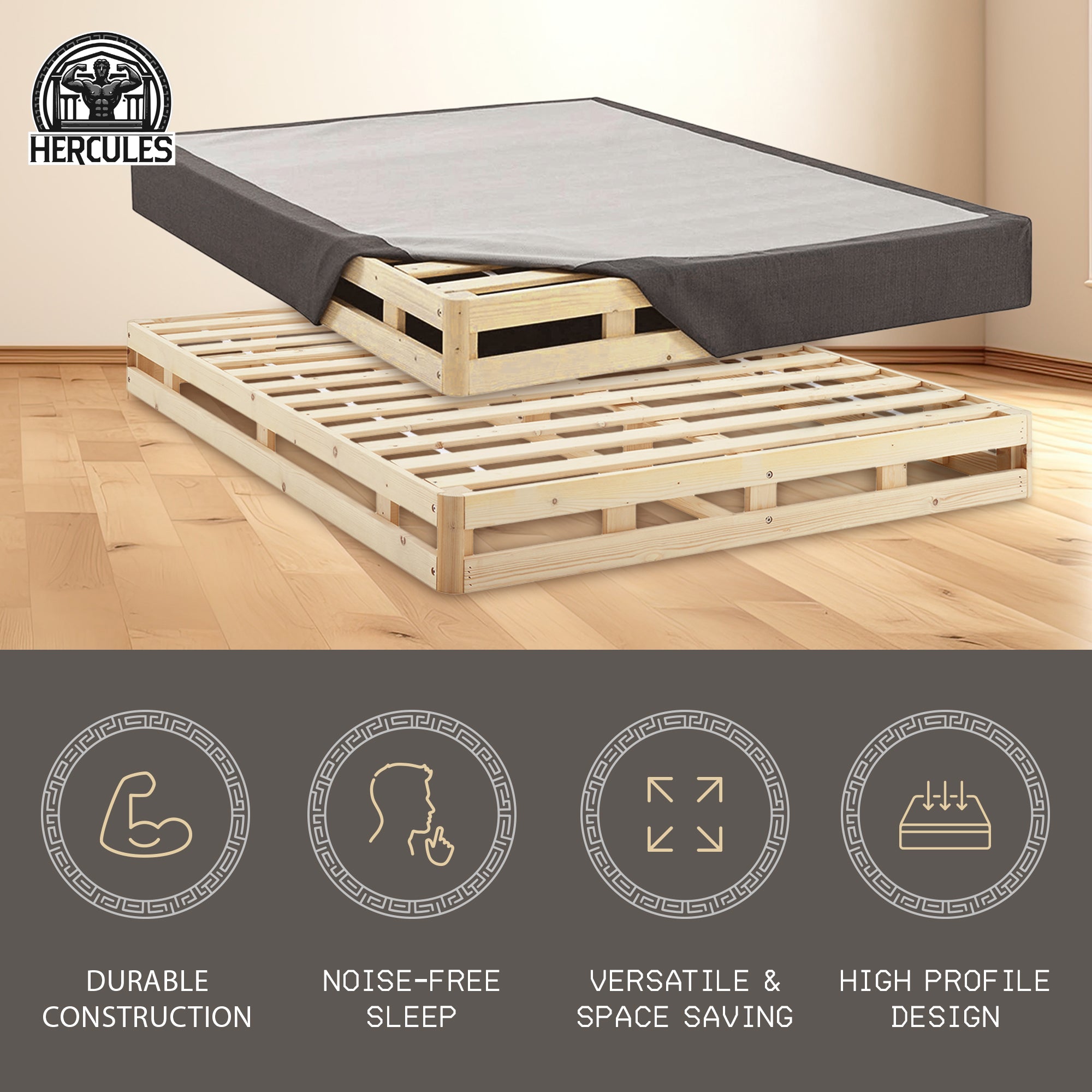 Hercules 8 Inch High Profile Instant Foundation Box Spring Replacement, Queen - Smart-nests