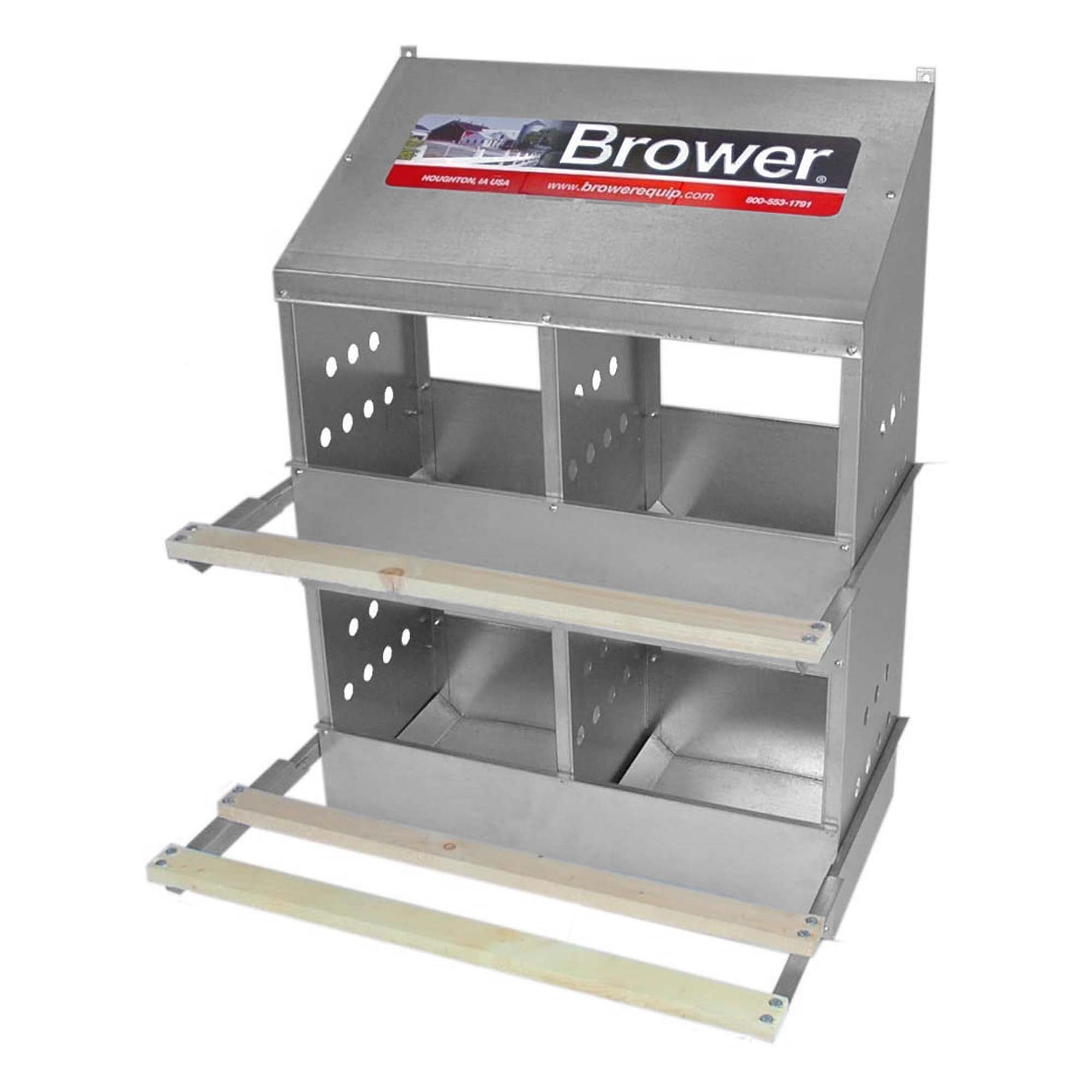 Brower 404B Galvanized Steel 4 Hole 20 Bird Poultry Nest Chicken Brooding Box - Smart-nests