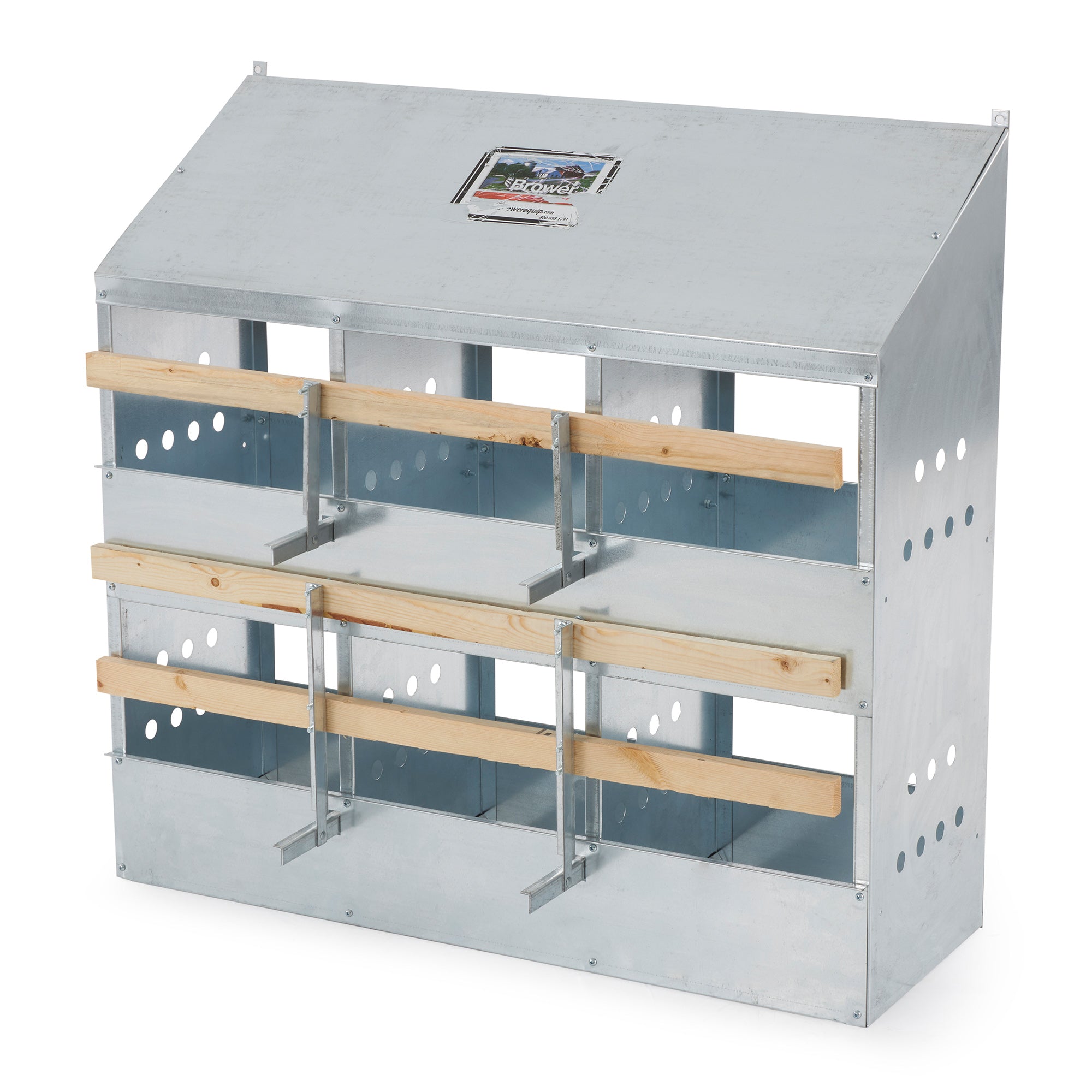Brower 406B Galvanized Steel 6 Hole 30 Bird Poultry Nest Chicken Brooding Box - Smart-nests