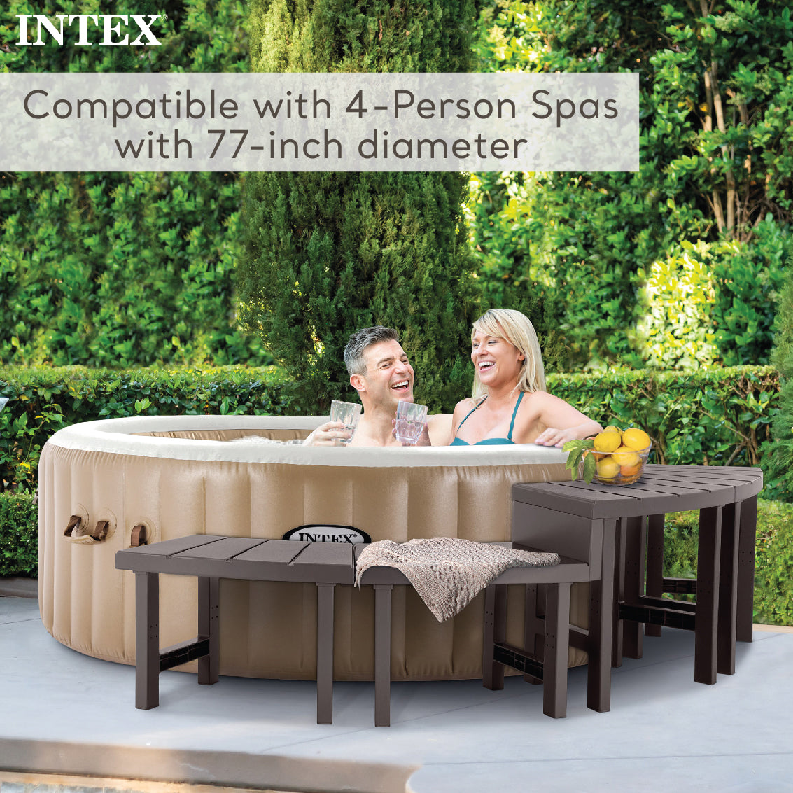 Intex 28514E 2 Medium PureSpa Accessories Benches, Compatible w/ 4 Person Spas - Smart-nests