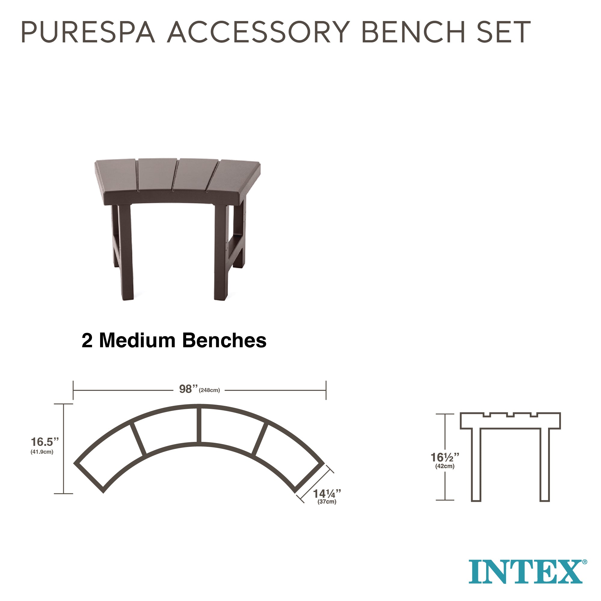 Intex 28514E 2 Medium PureSpa Accessories Benches, Compatible w/ 4 Person Spas - Smart-nests