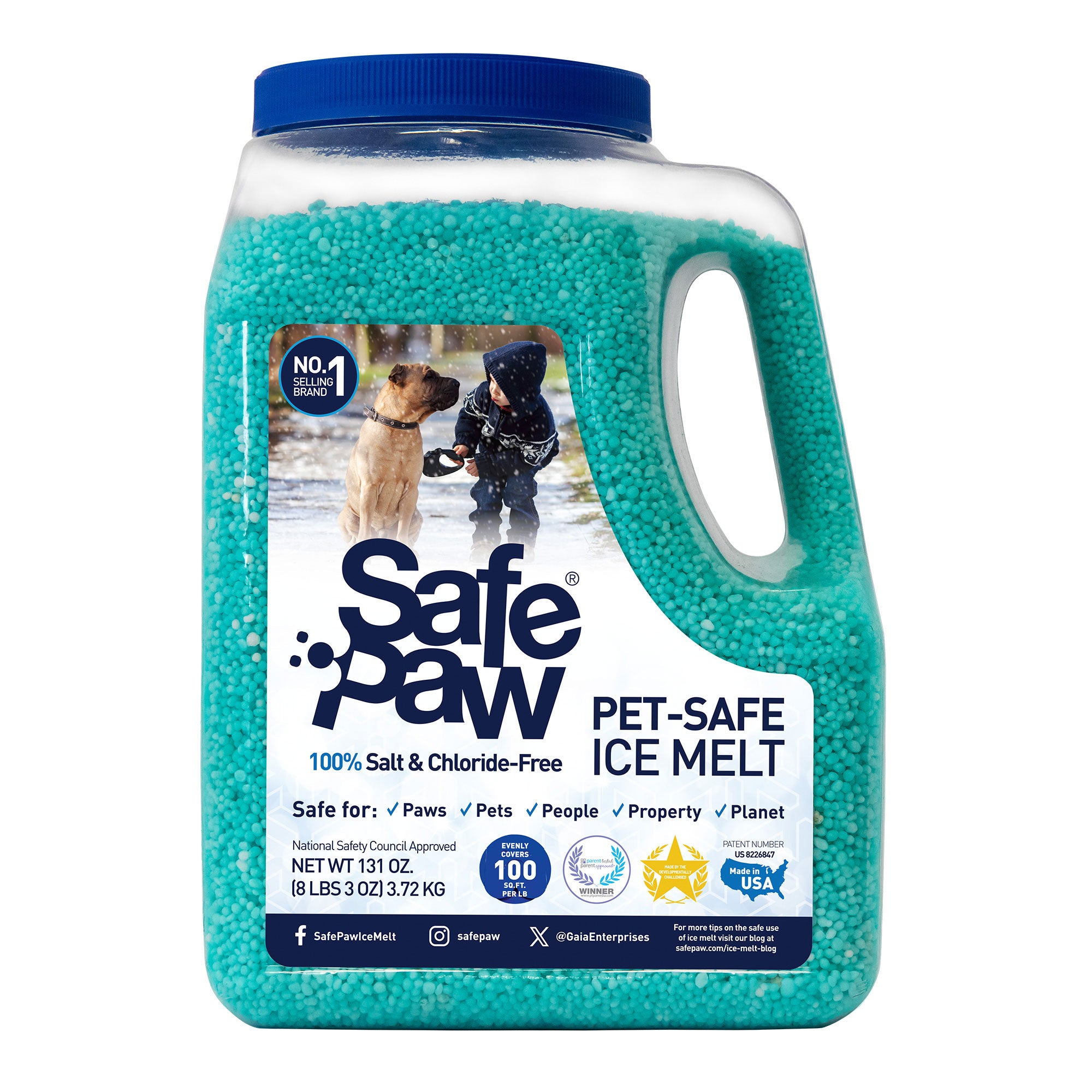 Safe Paw Pet Safe Ice Melt, 100% Salt and Chloride free with Traction Agent, Non-Toxic, Fast Acting, Lasts 3X Longer – 8 Lbs, 2 Pack - Smart-nests