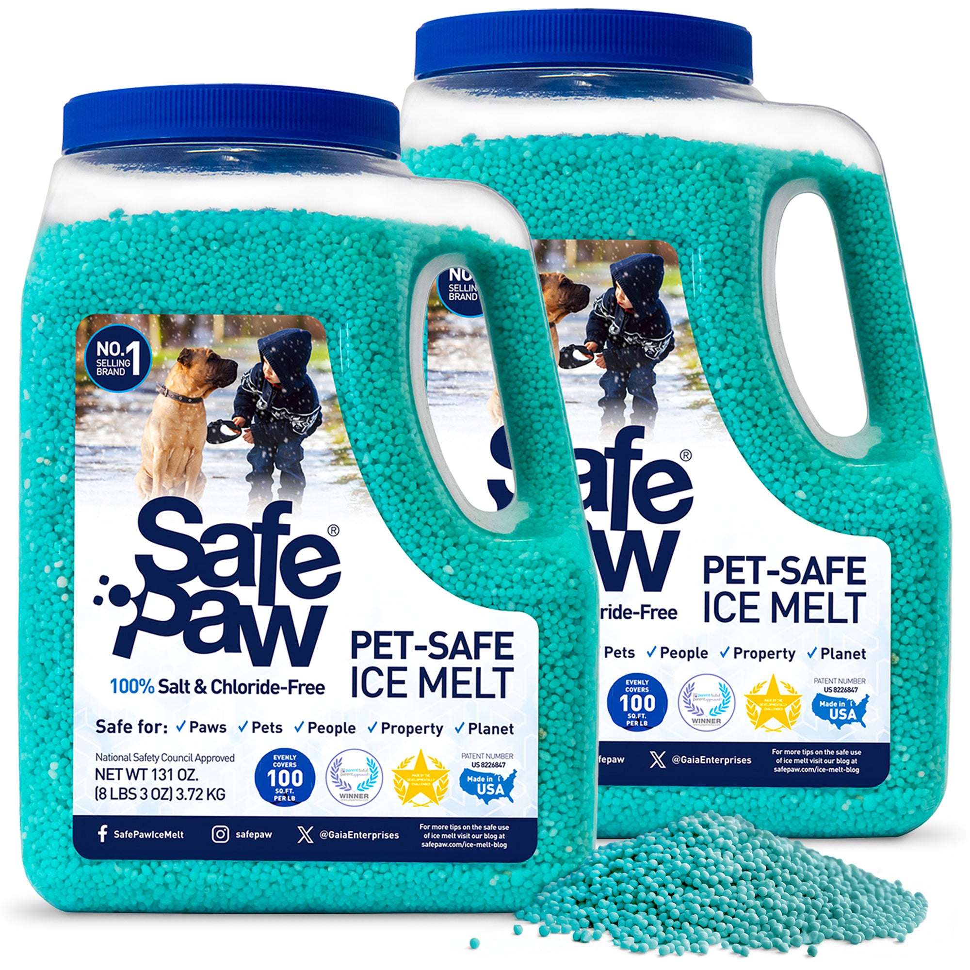 Safe Paw Pet Safe Ice Melt, 100% Salt and Chloride free with Traction Agent, Non-Toxic, Fast Acting, Lasts 3X Longer – 8 Lbs, 2 Pack - Smart-nests