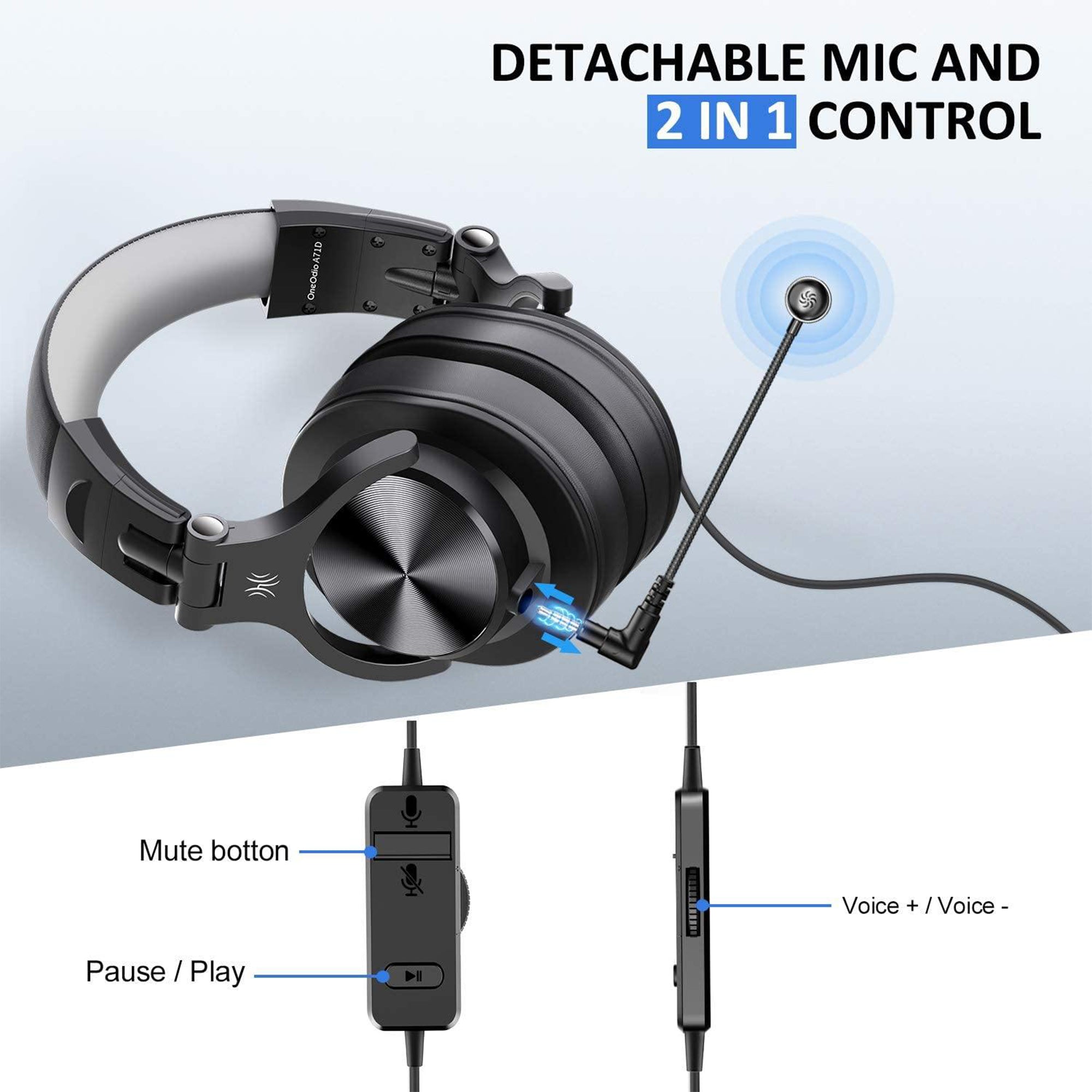 OneOdio A71D Computer Gaming Wired Over Ear Headset with Detachable Microphone - Smart-nests