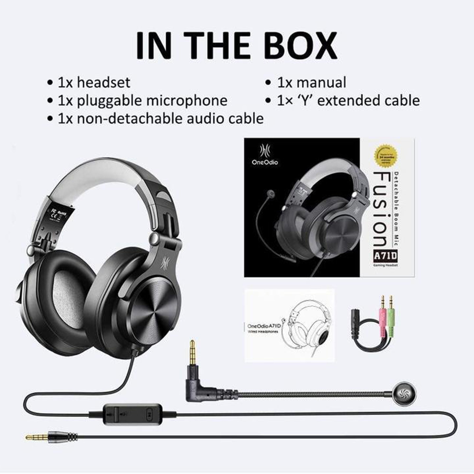 OneOdio A71D Computer Gaming Wired Over Ear Headset with Detachable Microphone - Smart-nests