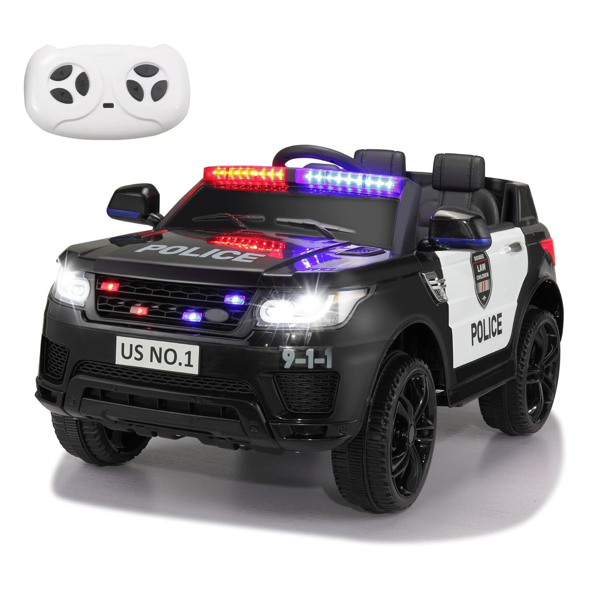 TOBBI 12 Volt Battery Powered Ride On Police SUV for Kids Ages 3 Years, Black - Smart-nests