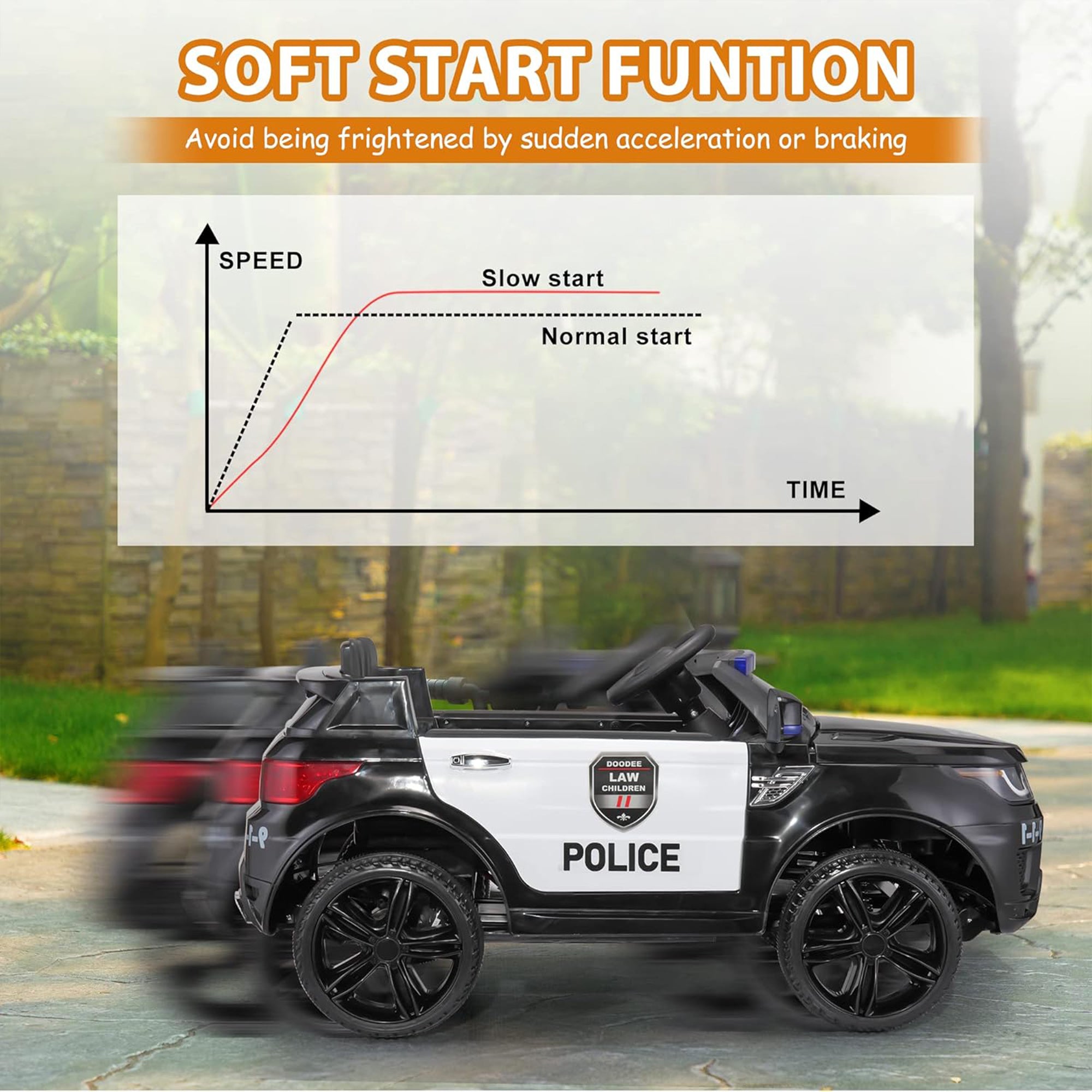 TOBBI 12 Volt Battery Powered Ride On Police SUV for Kids Ages 3 Years, Black - Smart-nests