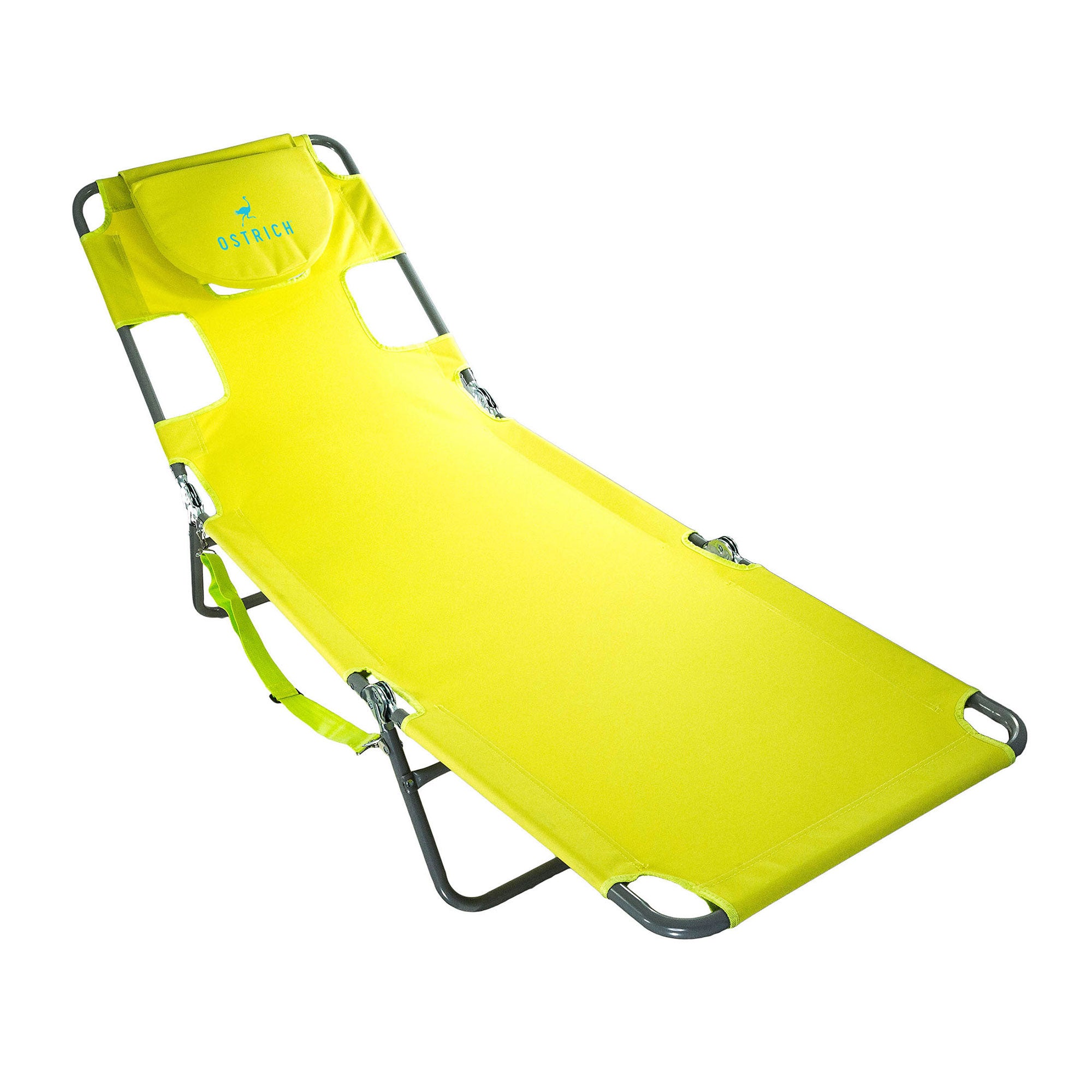 Ostrich Chaise Lounge, Facedown Beach Camping Pool Tanning Chair, Lime Green - Smart-nests