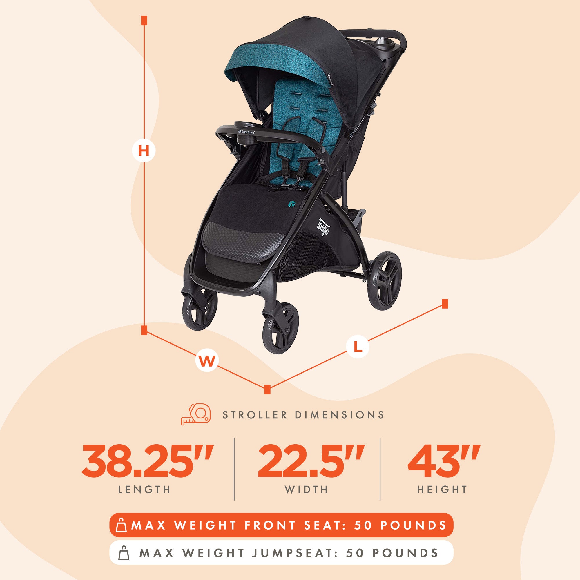Baby Trend Tango Lightweight Baby Infant Travel Stroller with Canopy, Veridian - Smart-nests