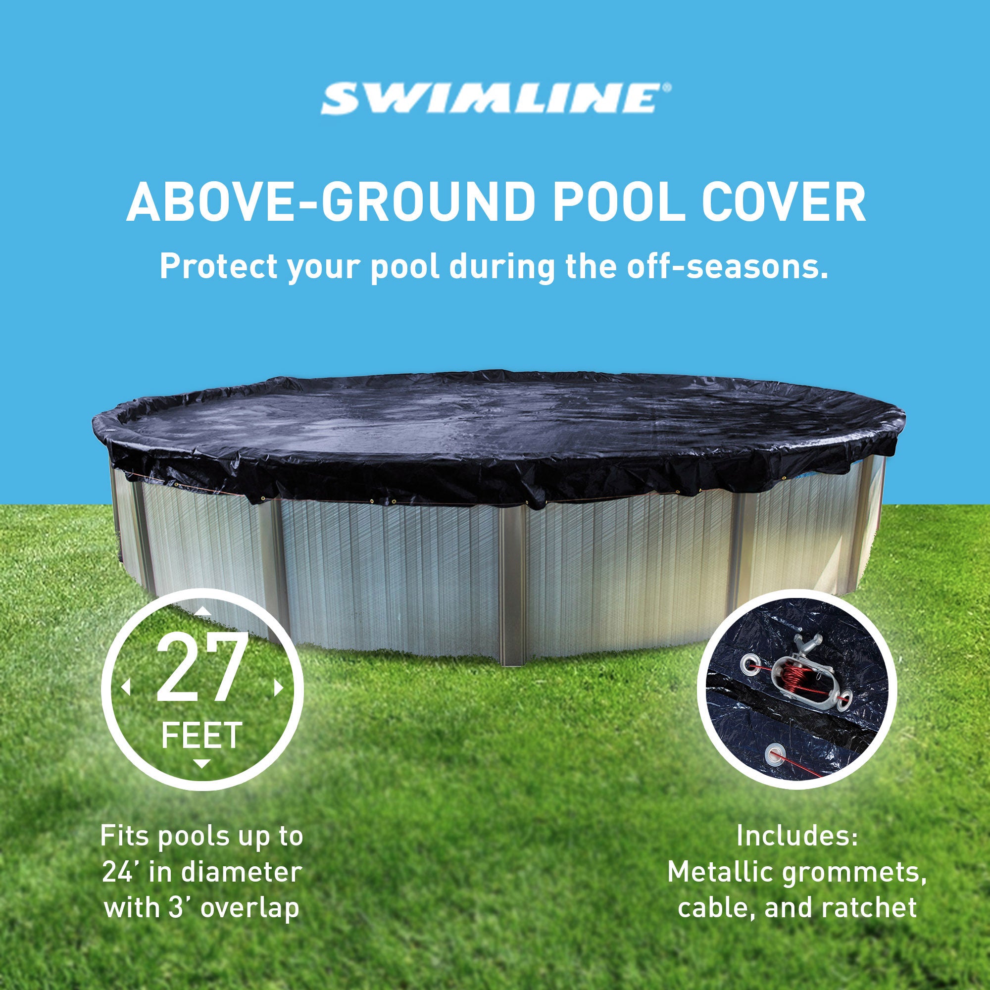 Swimline PCO827 24' Round Above Ground Swimming Winter Cover (Pool Cover Only) - Smart-nests