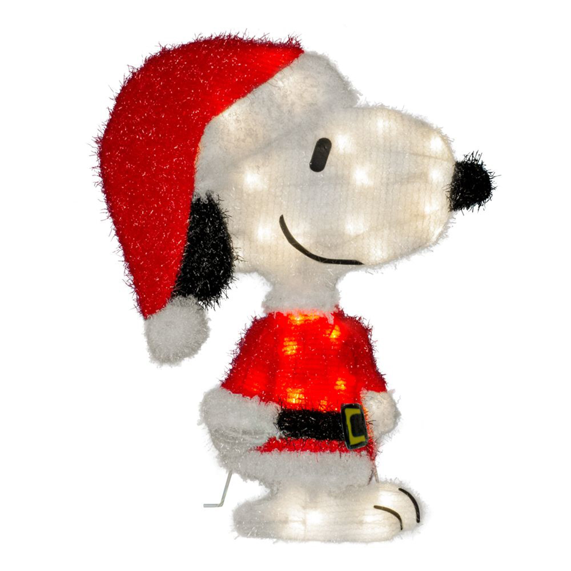 ProductWorks Peanuts 18 Inch Snoopy Santa Pre-Lit Christmas Yard Decoration - Smart-nests