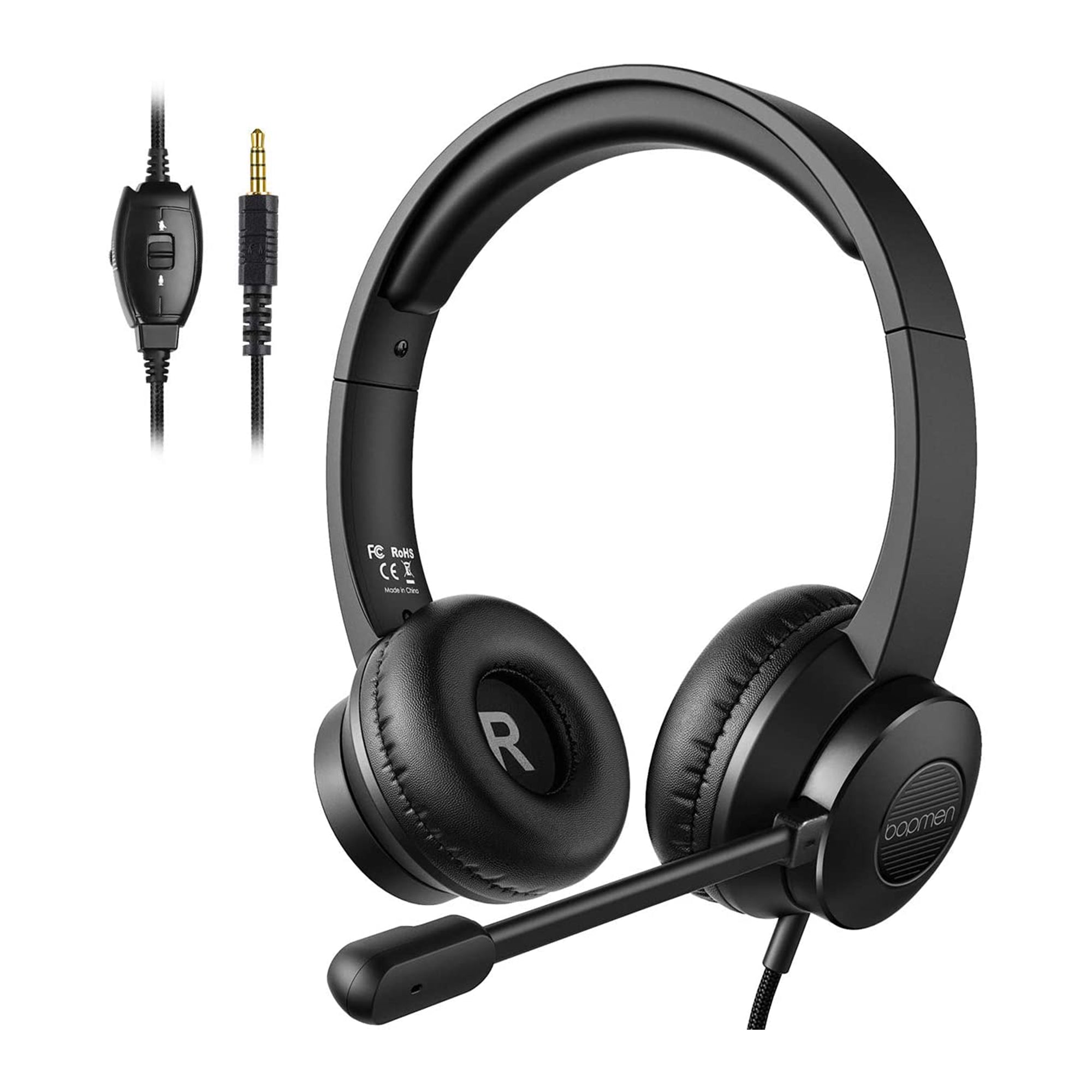 S100 Headphone with Adjustable Boom Microphone Computer PC Headset, Black - Smart-nests
