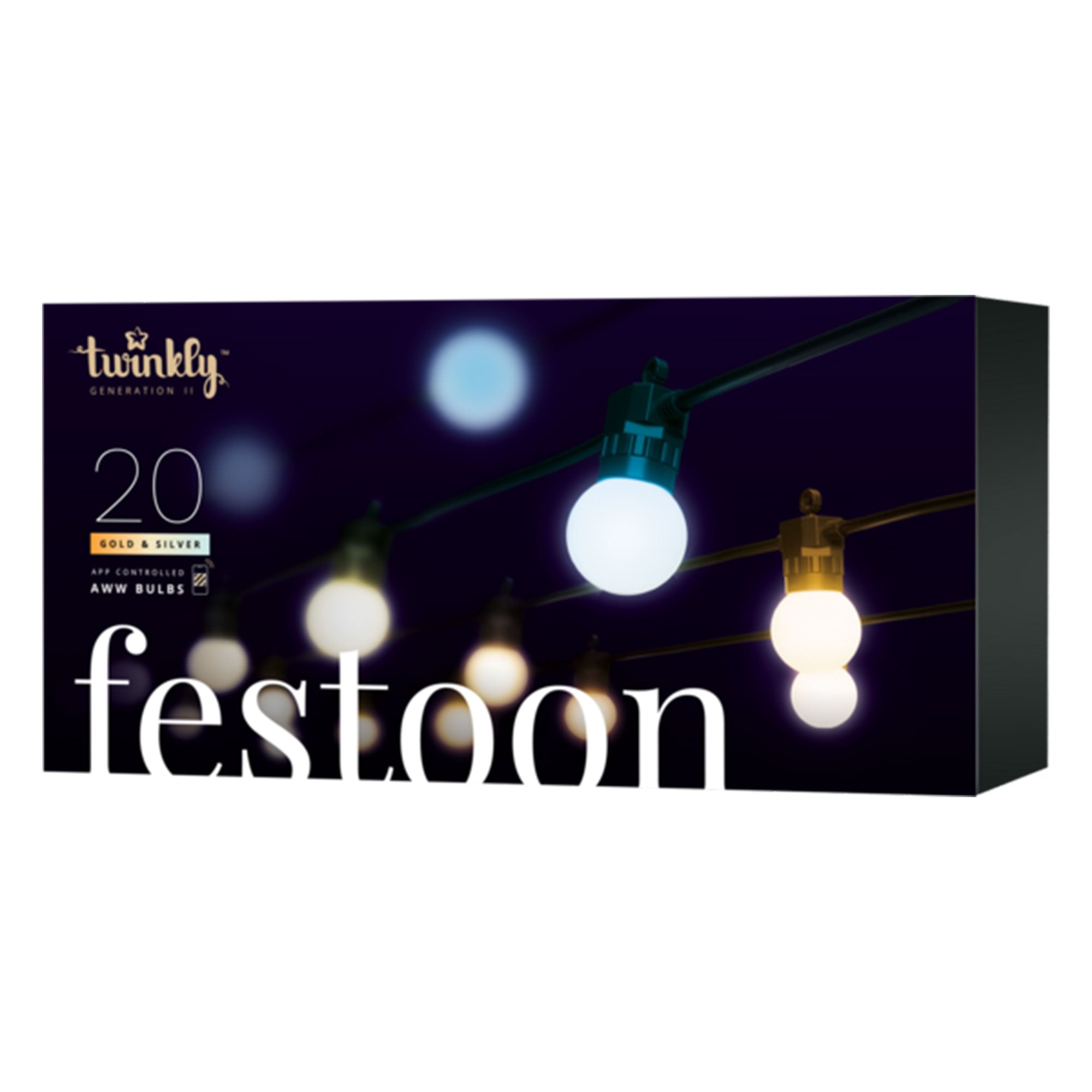 Twinkly Festoon App-Controlled Smart LED Light String 20 AWW (Warm/Cool White) - Smart-nests