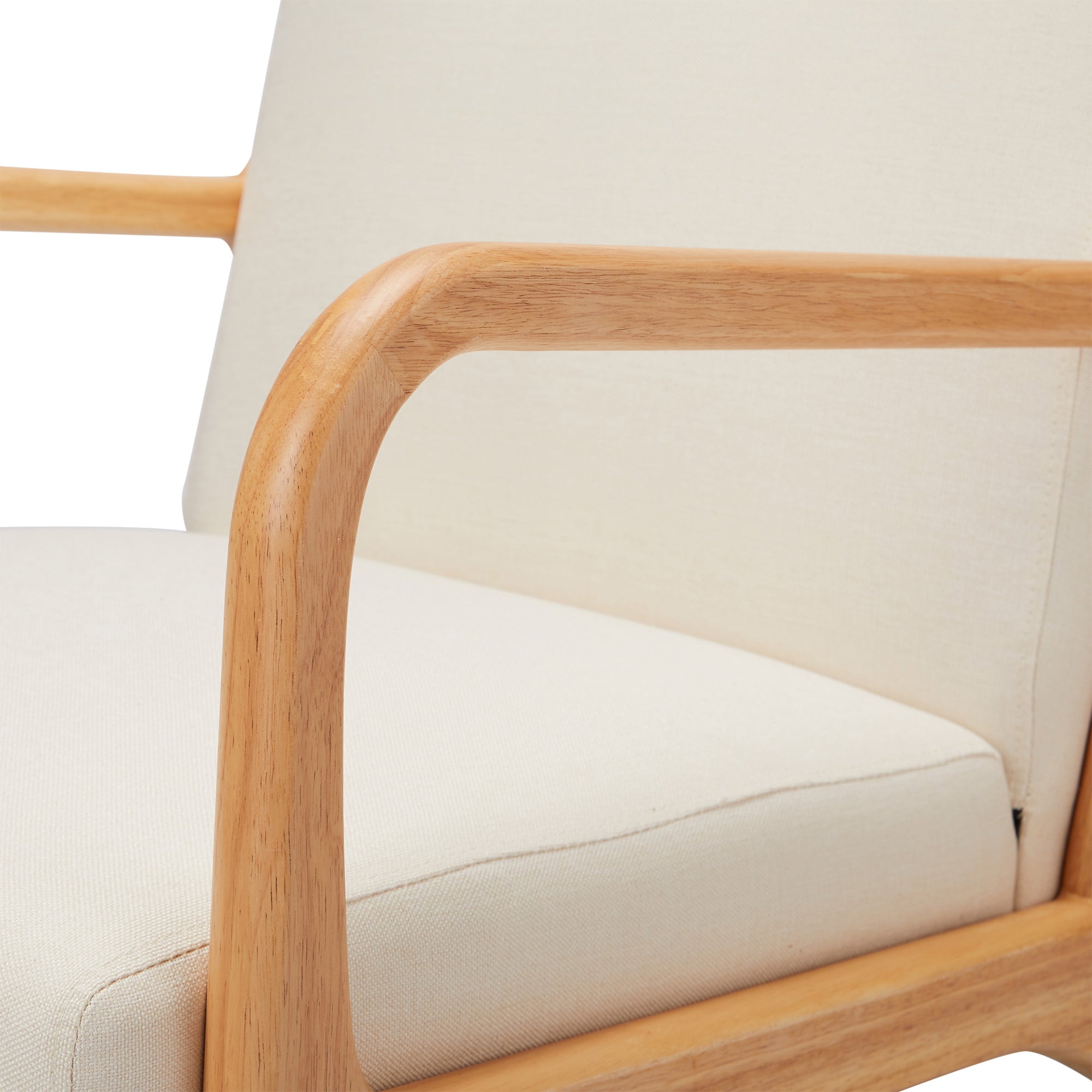Jomeed Oak Wood Frame Mid Century Modern Accent Chair for Living Room, Beige - Smart-nests