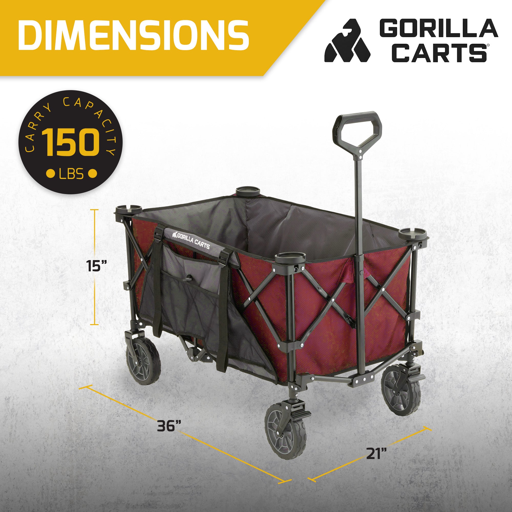 Gorilla Carts 7 Cubic Feet Foldable Utility Beach Wagon with Oversized Bed, Red - Smart-nests