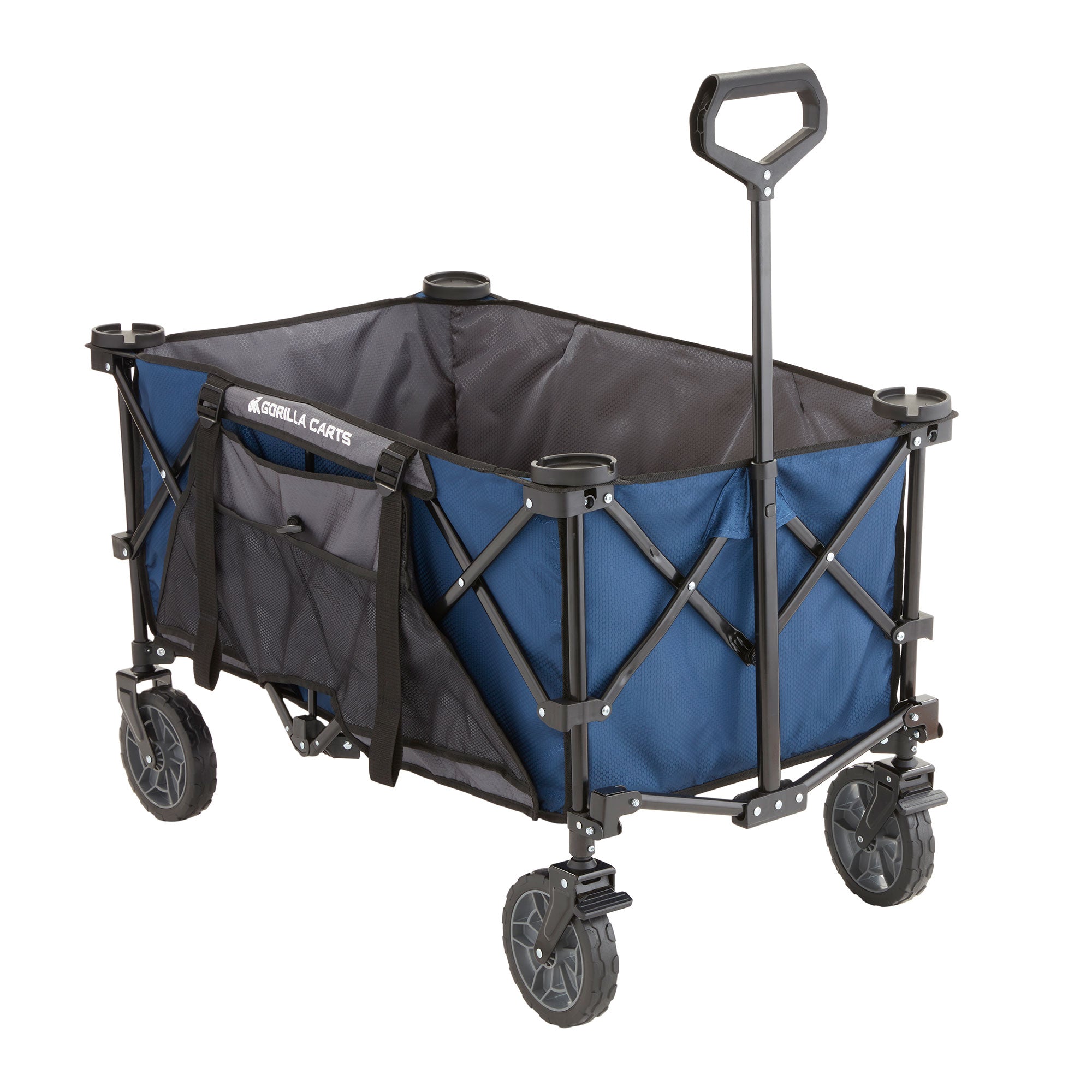 Gorilla Carts 7 Cubic Feet Foldable Utility Beach Wagon with Oversized Bed, Blue - Smart-nests