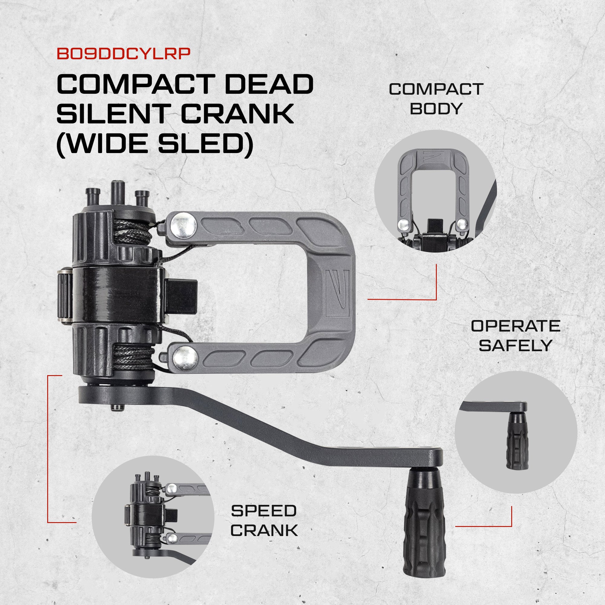 Killer Instinct 2078-2 Compact Dead Silent Crank with Wide Sled for Crossbow - Smart-nests