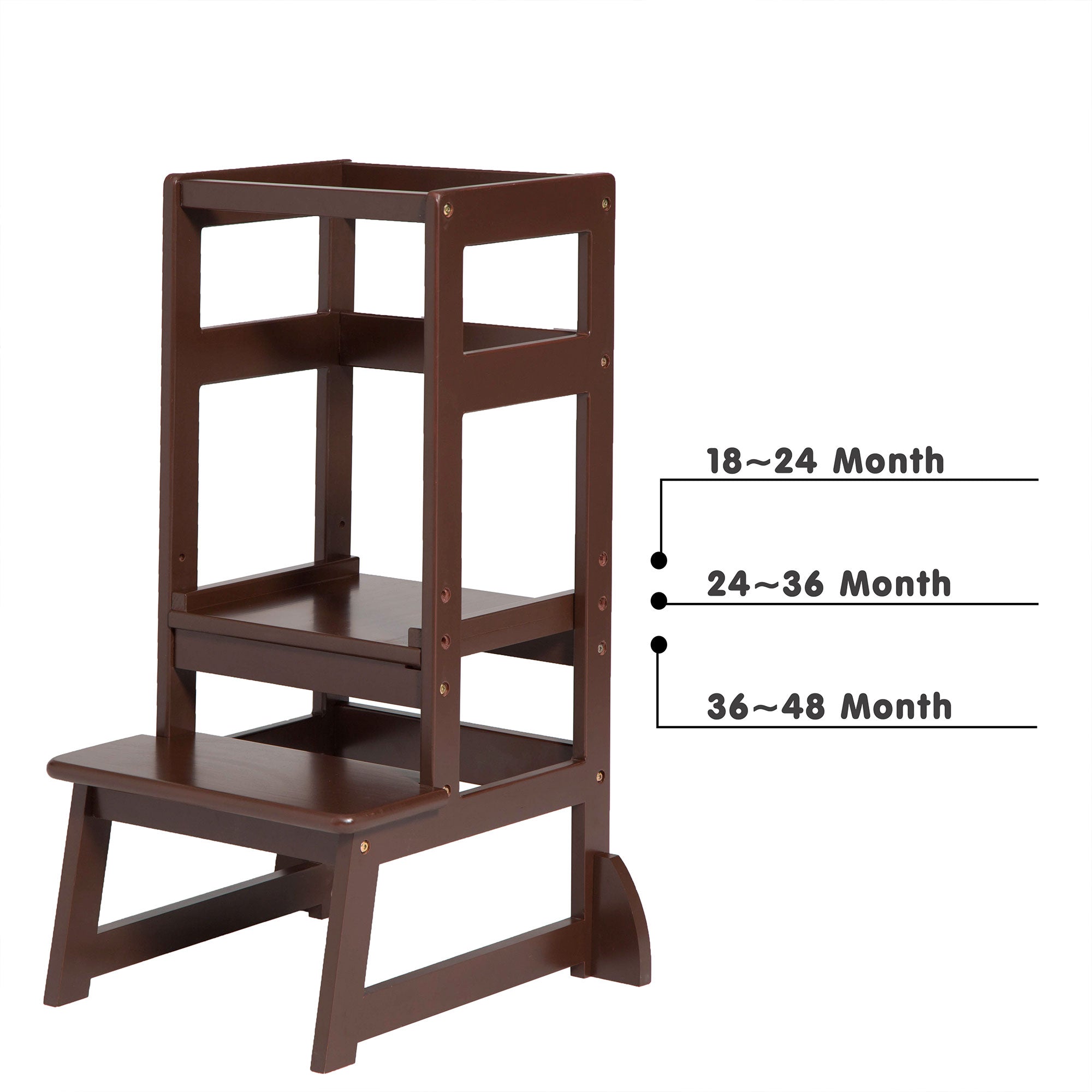 SDADI LT05E Mother's Helper Adjustable Height Kids Kitchen Step Stool, Espresso - Smart-nests