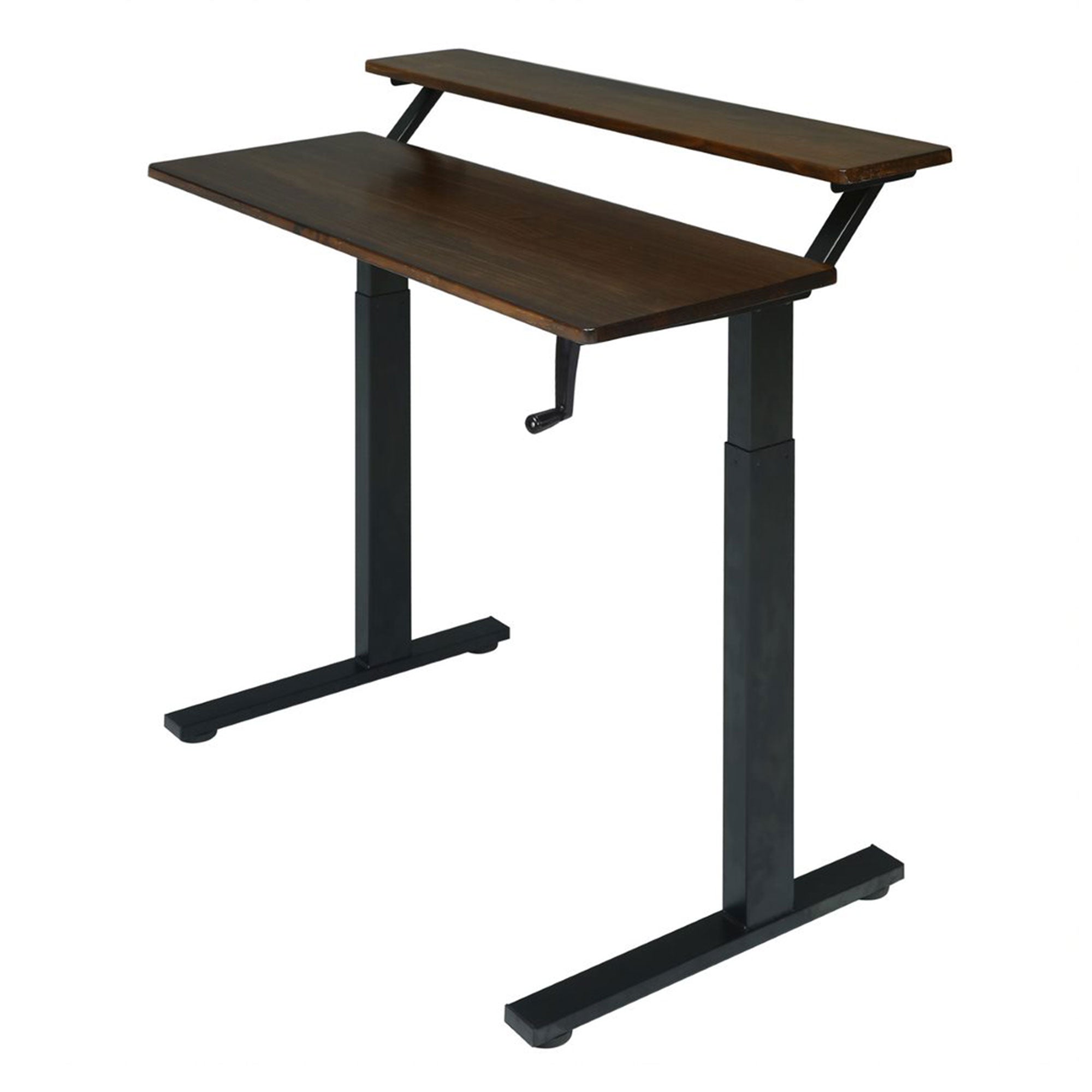 SDADI Adjustable Height Steel Frame 2 Tier Standing Desk w/ Crank, Light Grain - Smart-nests
