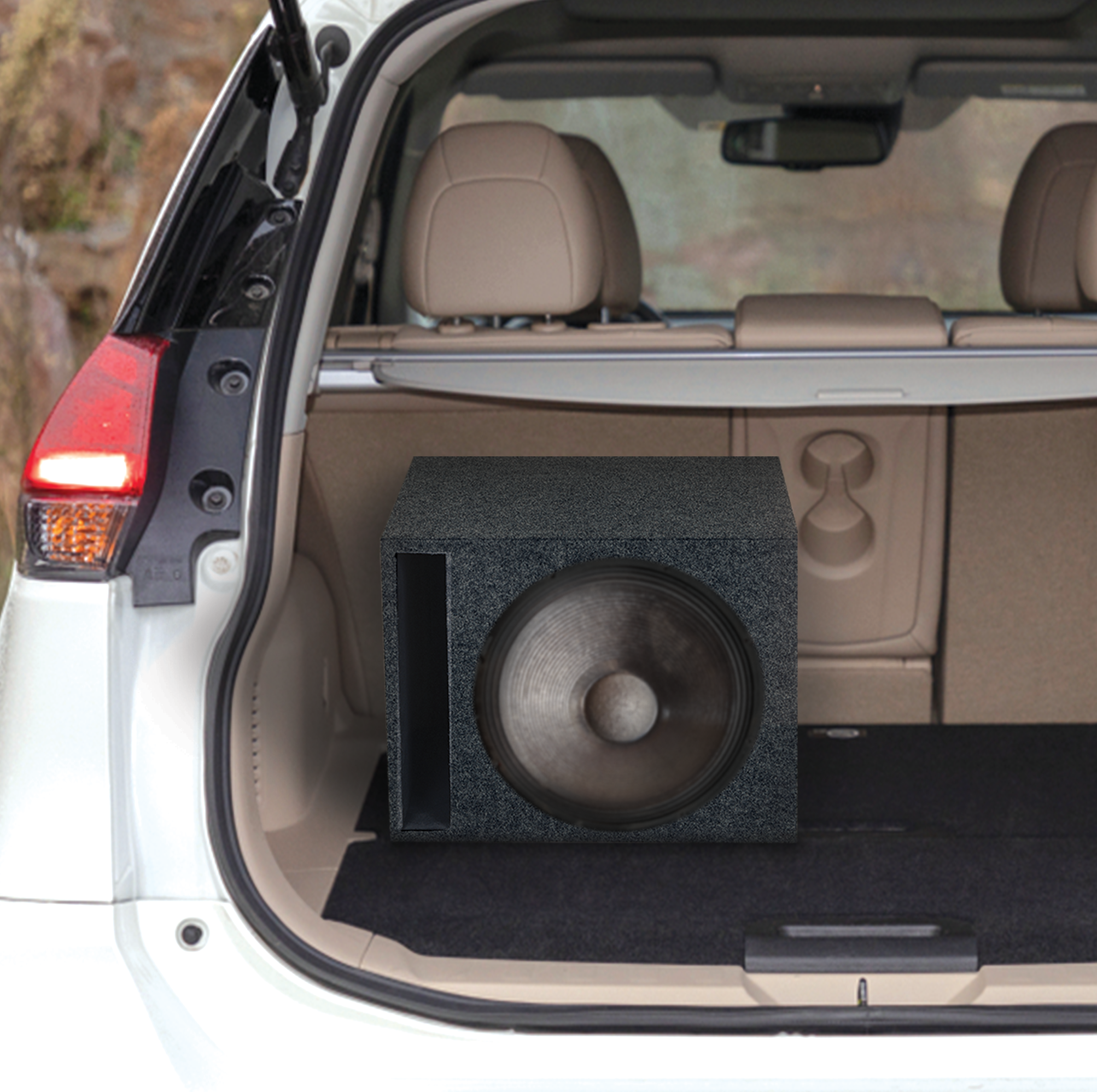 QPower 15" Heavy-Duty Single Vented Vehicle Subwoofer Enclosure Woofer Box, Gray - Smart-nests